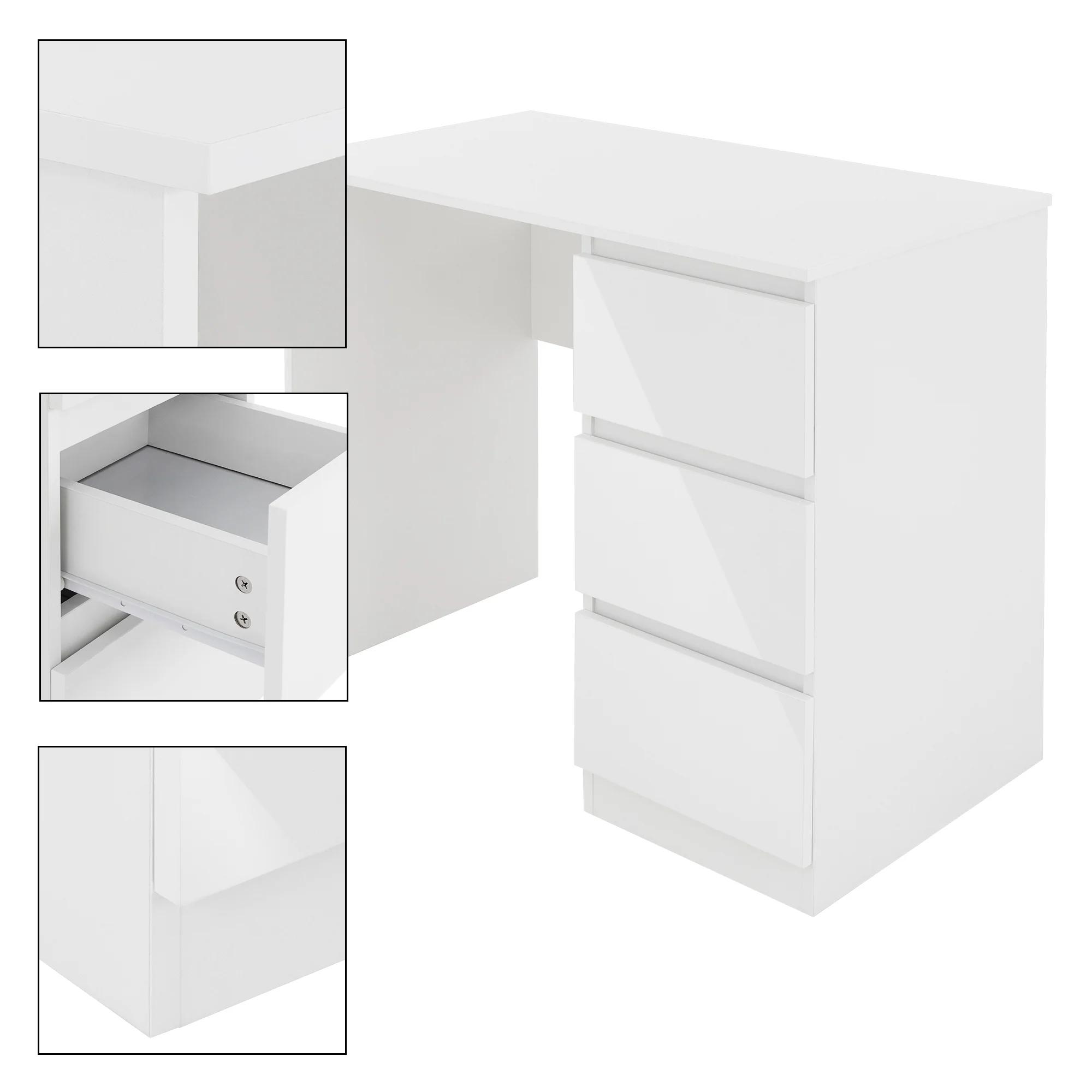 Schreibtisch mit Sitzhocker 90x76x50 cm Weiß aus Pressspan ML-Design - Image 4