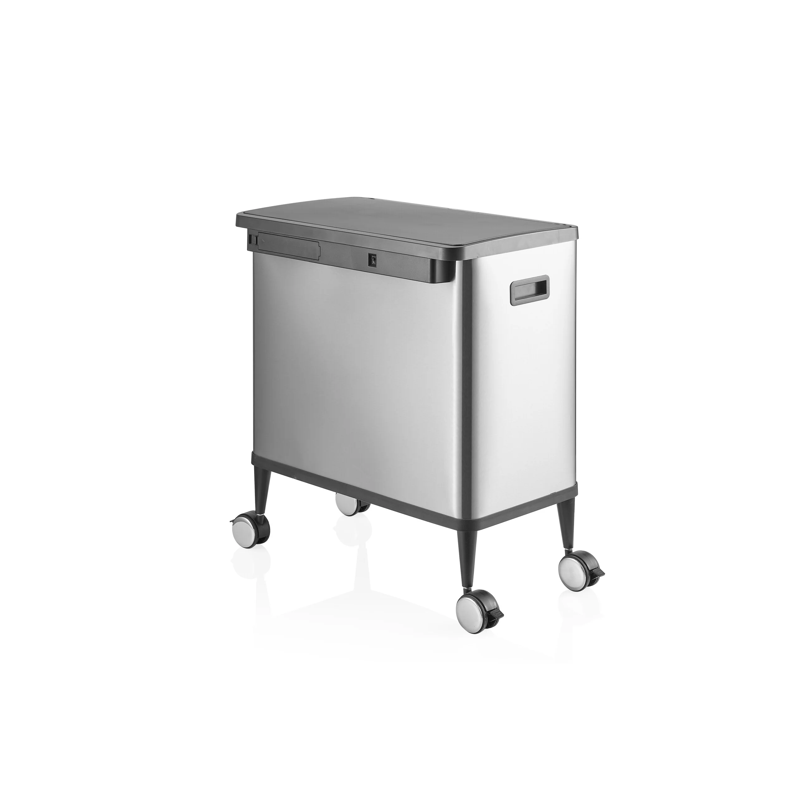 Sensormülleimer / Mülltrennsystem Clean Mobile 2 Fächer 48L (2x24L) inkl. Rollen Edelstahl silber h - Image 12