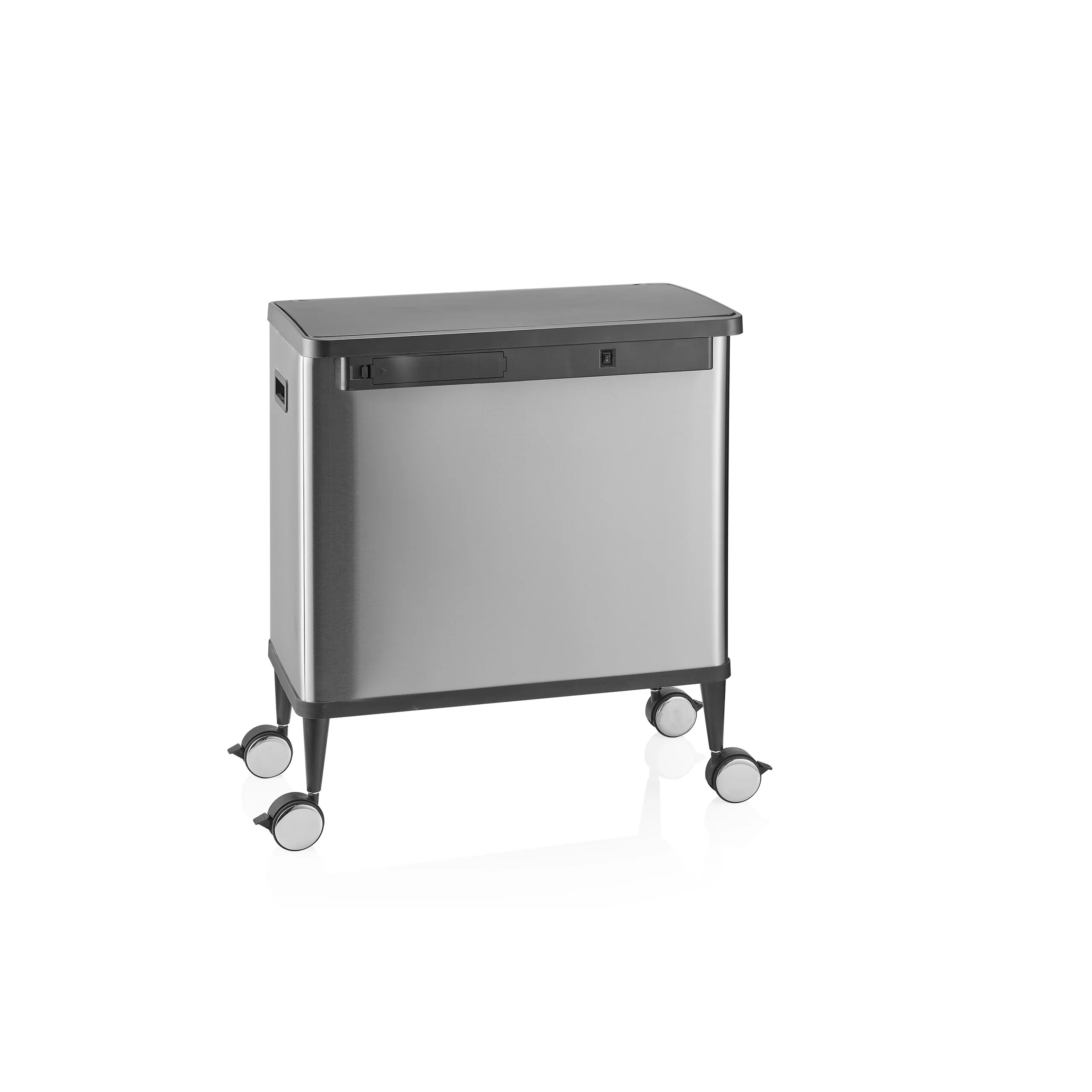 Sensormülleimer / Mülltrennsystem Clean Mobile 2 Fächer 48L (2x24L) inkl. Rollen Edelstahl silber h - Image 3