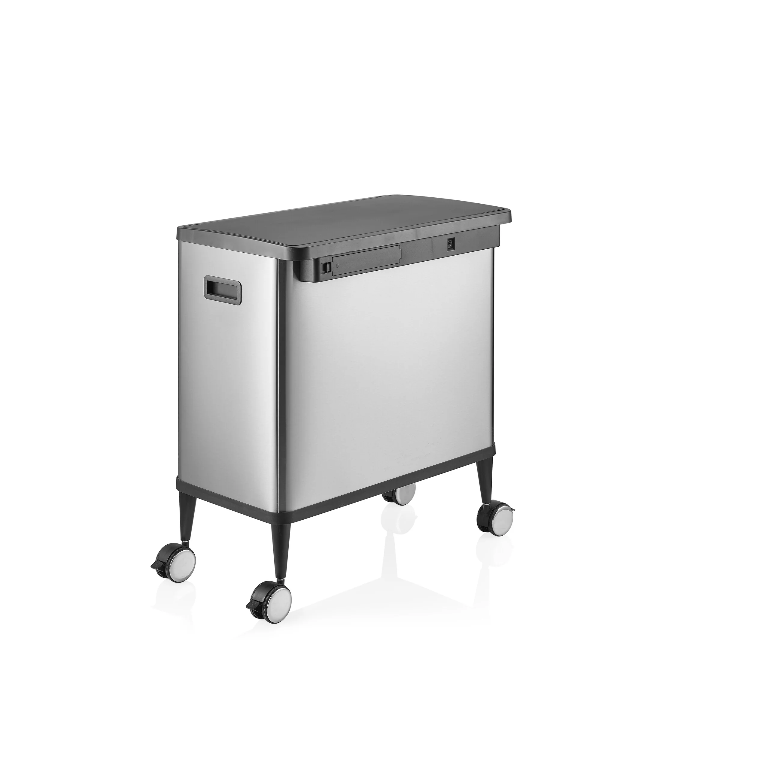 Sensormülleimer / Mülltrennsystem Clean Mobile 2 Fächer 48L (2x24L) inkl. Rollen Edelstahl silber h - Image 4
