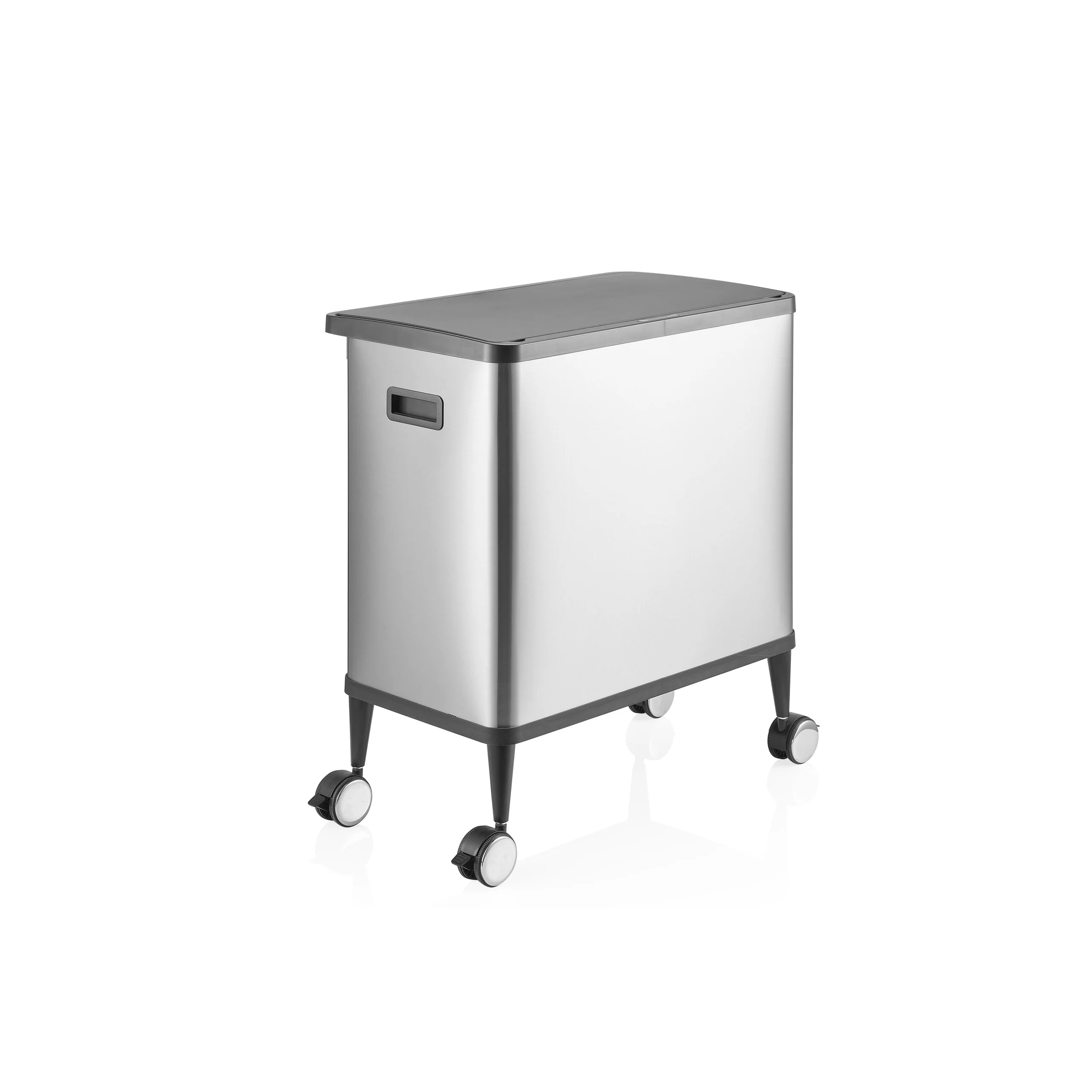 Sensormülleimer / Mülltrennsystem Clean Mobile 2 Fächer 48L (2x24L) inkl. Rollen Edelstahl silber h - Image 9