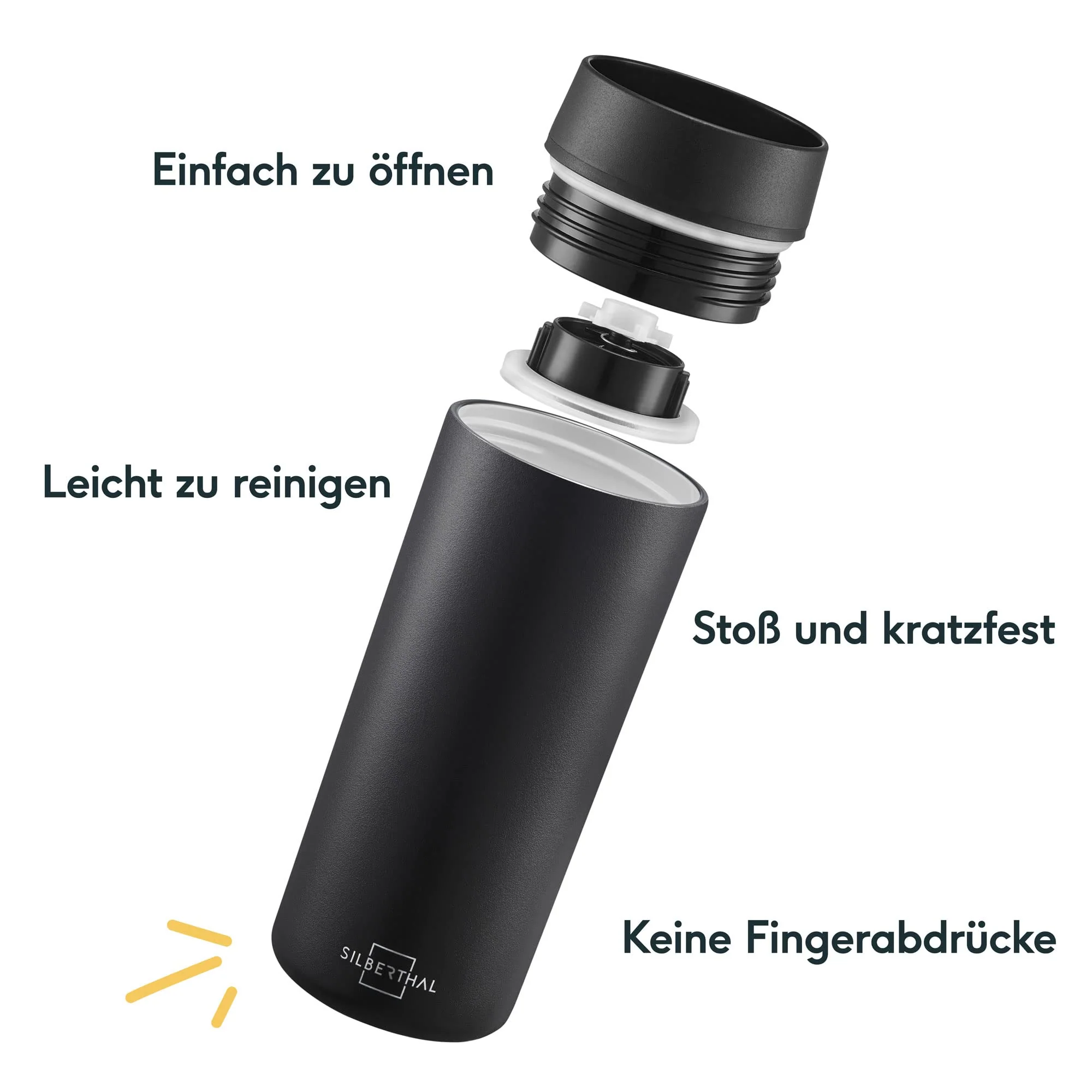 SILBERTHAL Thermobecher 350ml Edelstahl – Auslaufsicherer Kaffeebecher to go mit Keramik – - Image 3