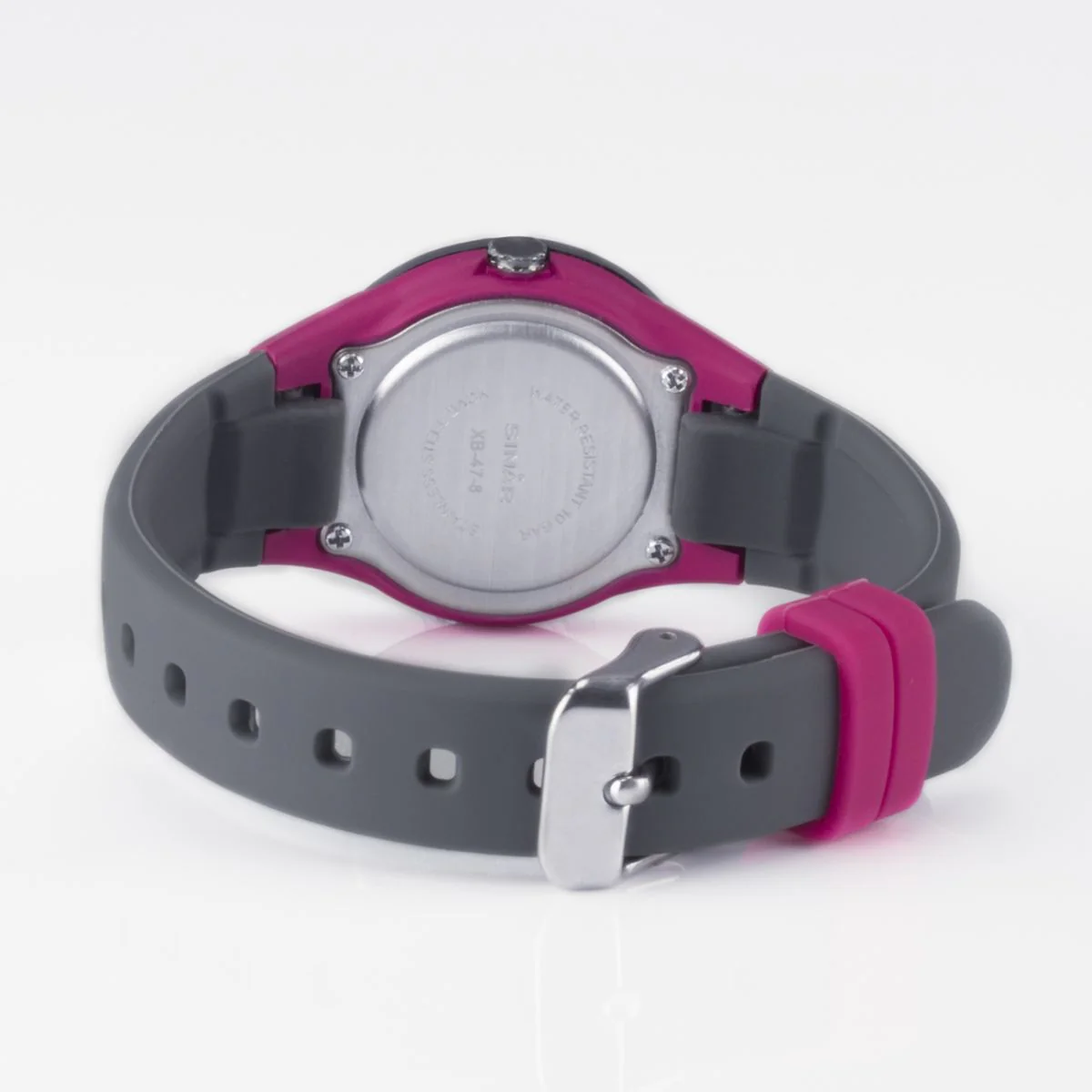 SINAR Jugenduhr Kinder Armbanduhr Analog Quarz Silikonband XB-47-8 grau pink - Image 2
