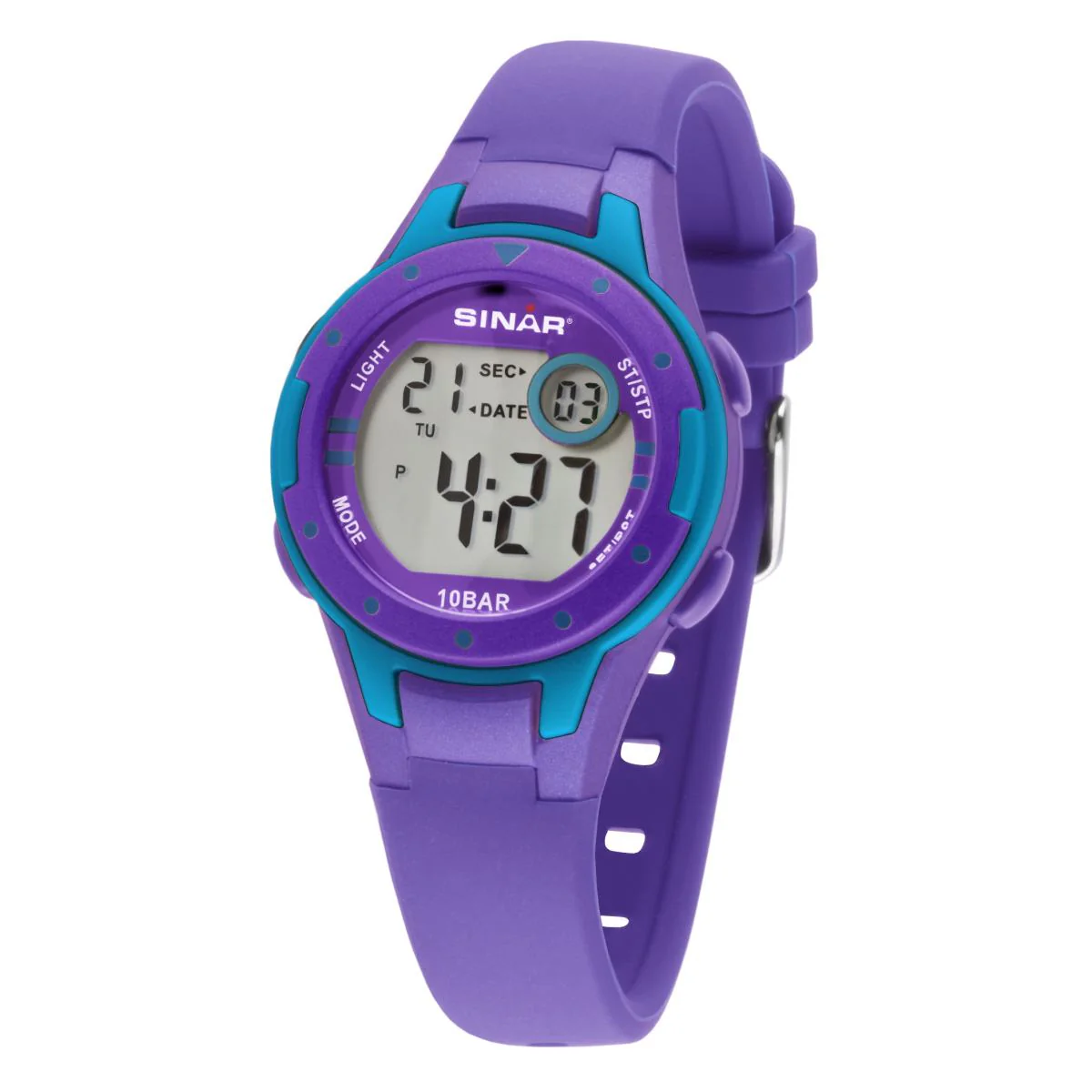 SINAR Jugenduhr Kinder Armbanduhr Digital Quarz Silikon XE-52-7 Lila Türkis