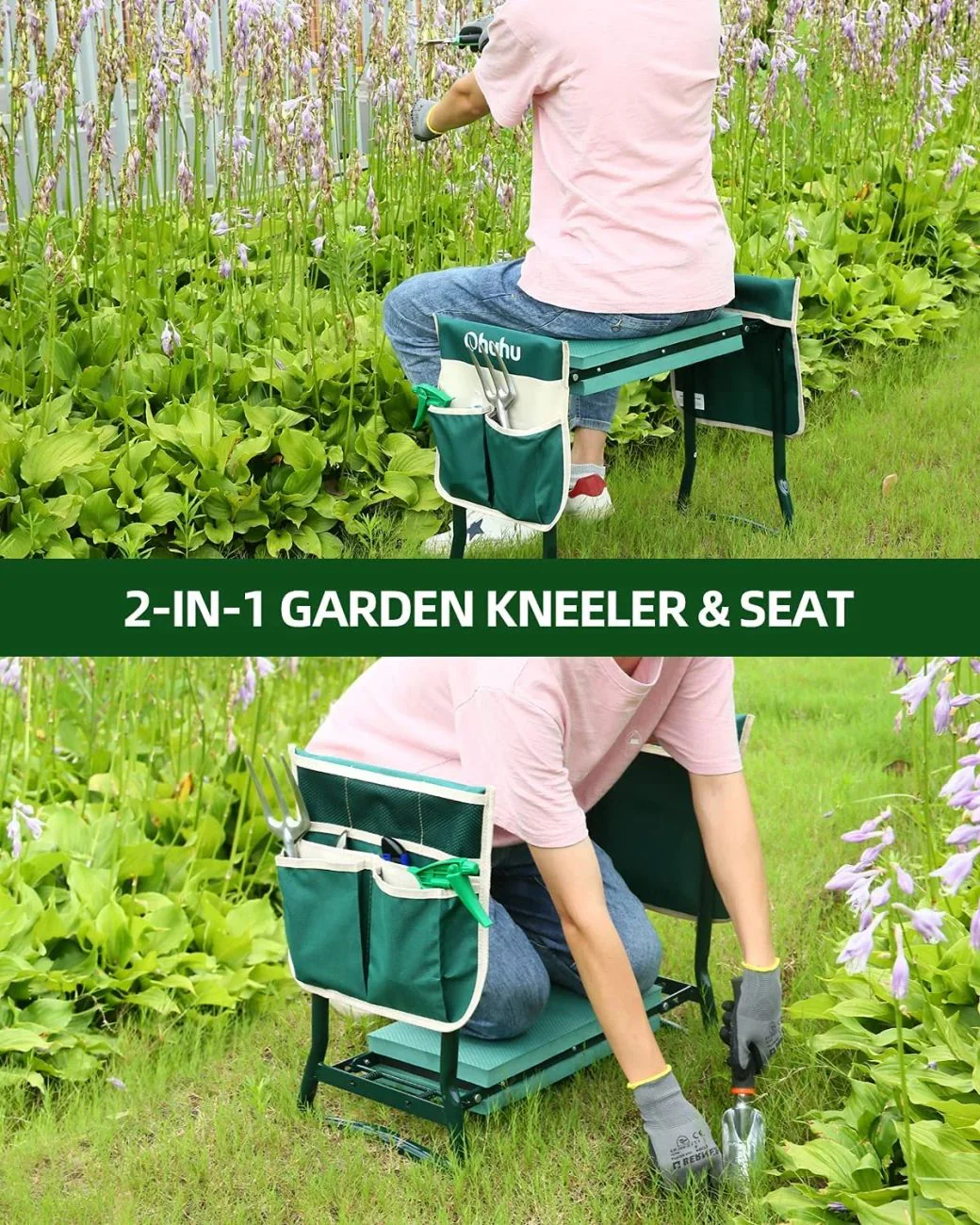 Sitz- und Kniebank 2in1 XXL klappbar, bis 150 kg, inkl. Werkzeugtasche - Image 5