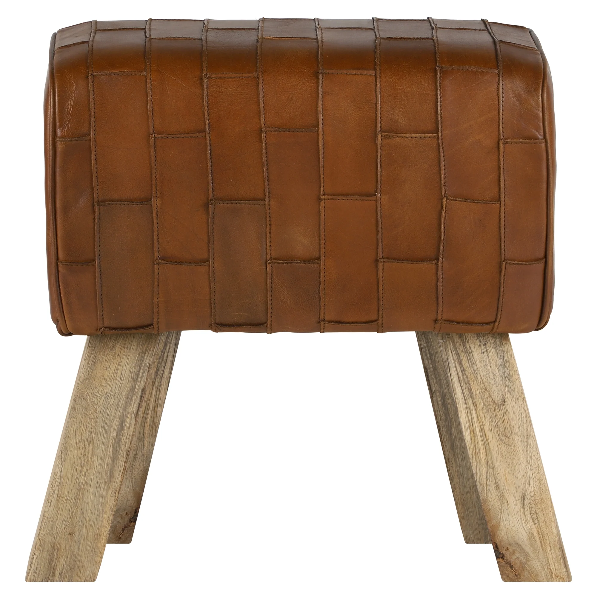 Sitzhocker 48x48x30 cm Braun aus Mangoholz und Büffelleder WOMO-Design - Image 4