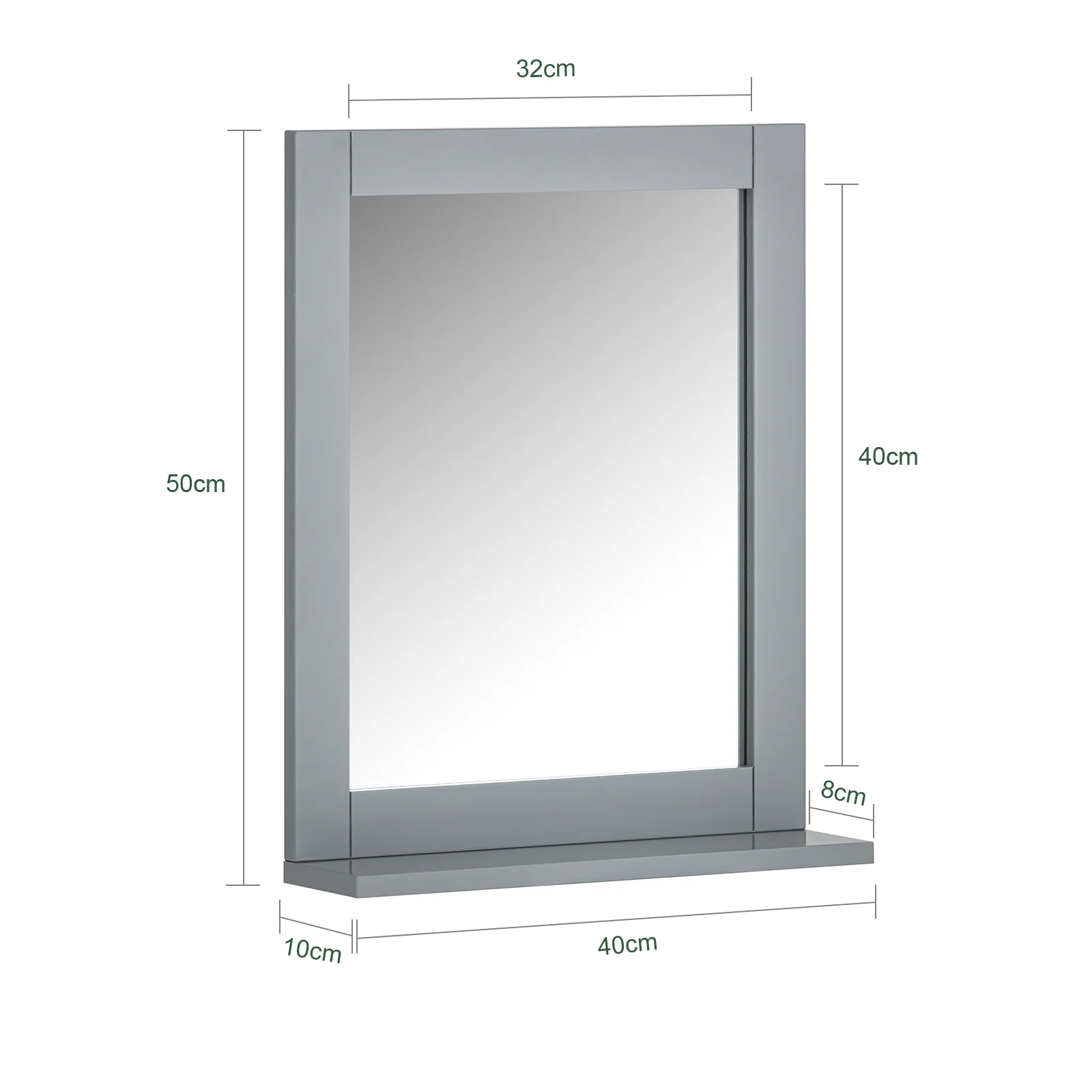 SoBuy Badezimmerschrank Hängend mit Spiegel und Ablage Weiß 40x49x10cm FRG129-W für Wandmontage - Image 14