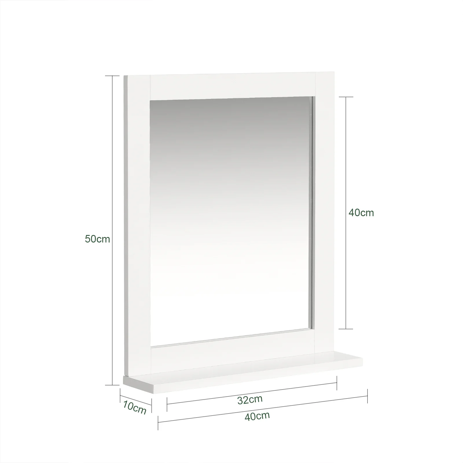 SoBuy Badezimmerschrank Hängend mit Spiegel und Ablage Weiß 40x49x10cm FRG129-W für Wandmontage - Image 6