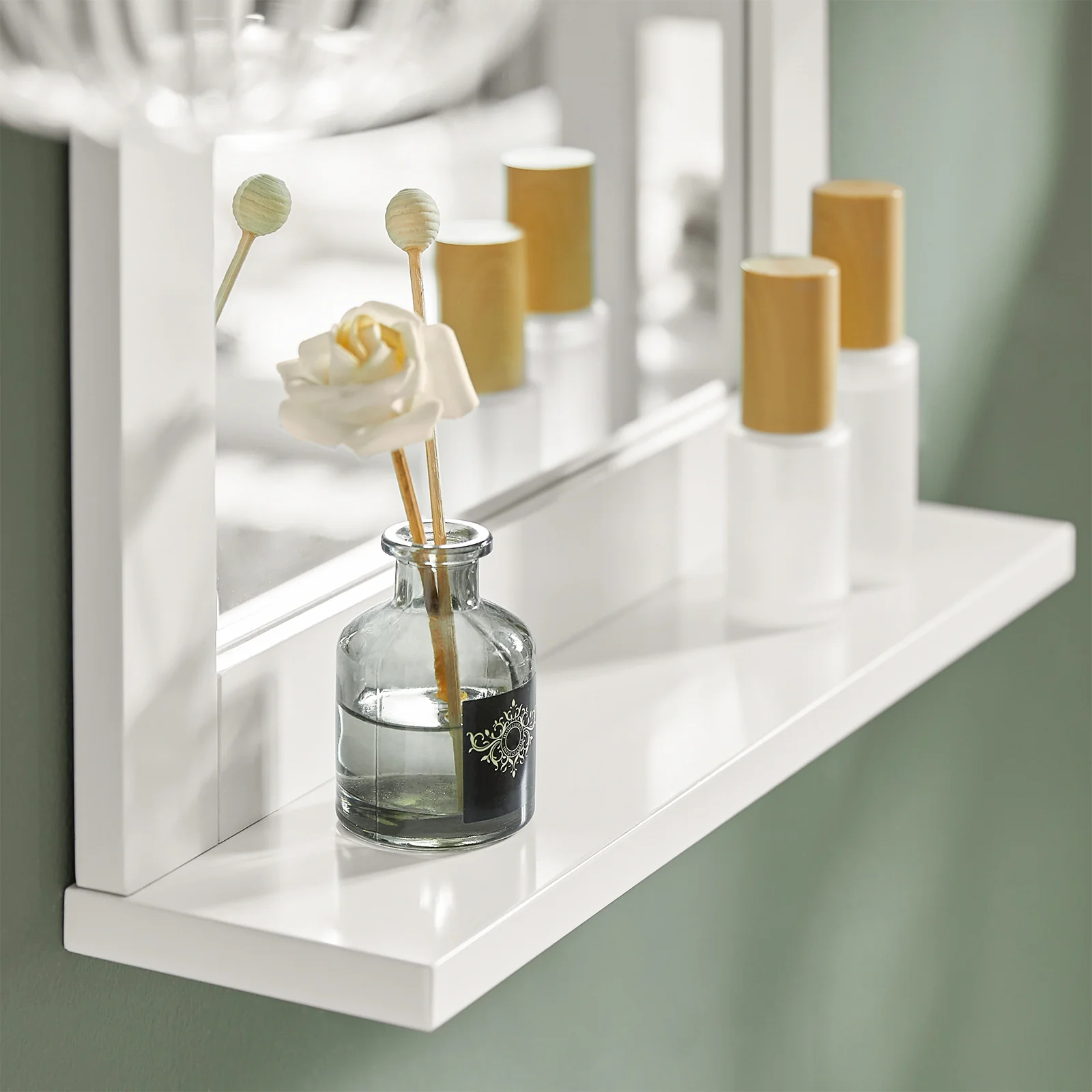 SoBuy Badezimmerschrank Hängend mit Spiegel und Ablage Weiß 40x49x10cm FRG129-W für Wandmontage - Image 7