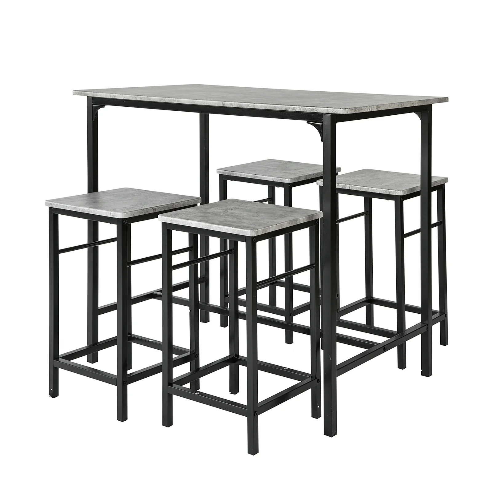 SoBuy Bartisch-Set mit 4 Stühlen, platzsparend für kleine Räume in Weiß - Image 2