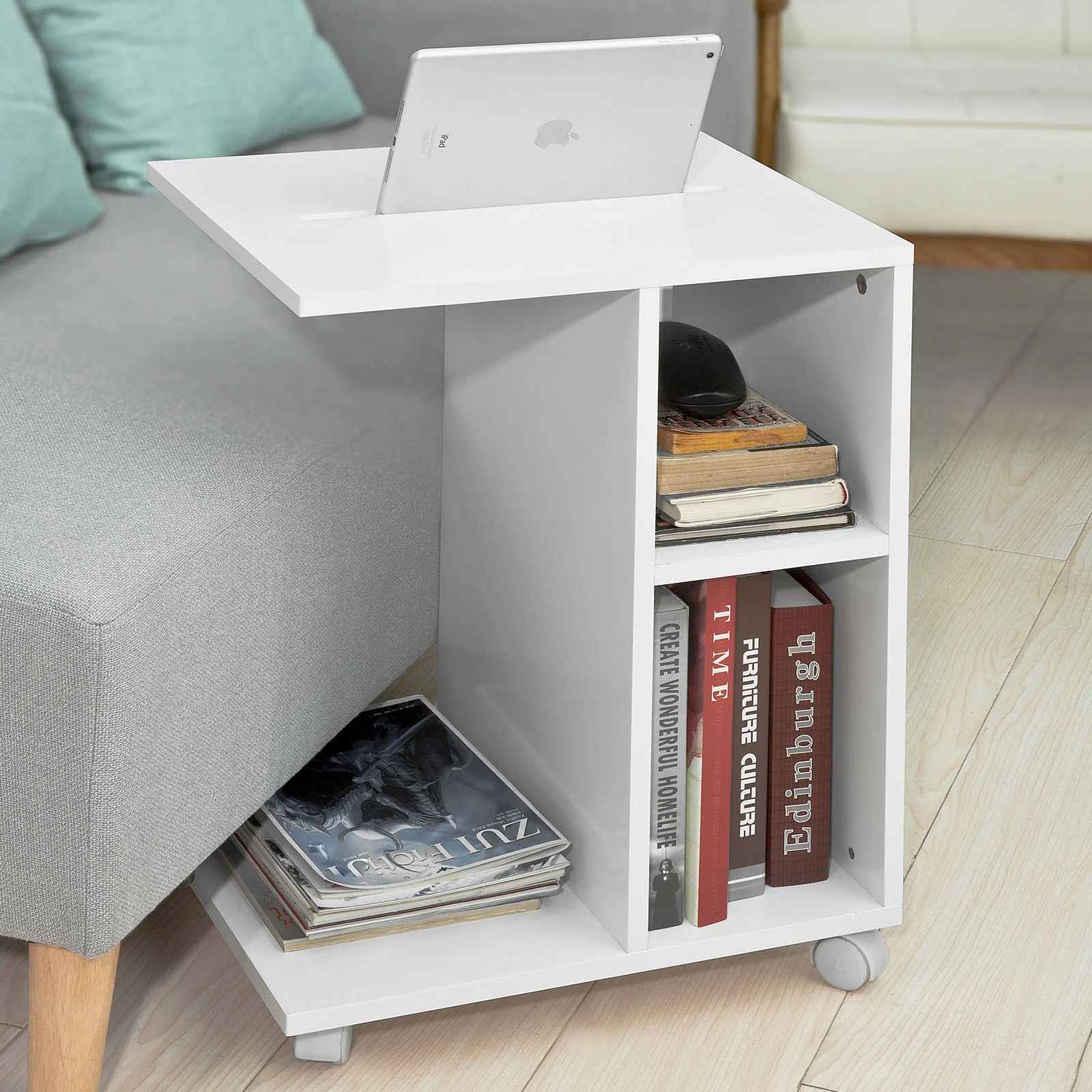 SoBuy Beistelltisch moderner Side Tisch mit Ablagefach in Weiß, FBT48-W - Image 11