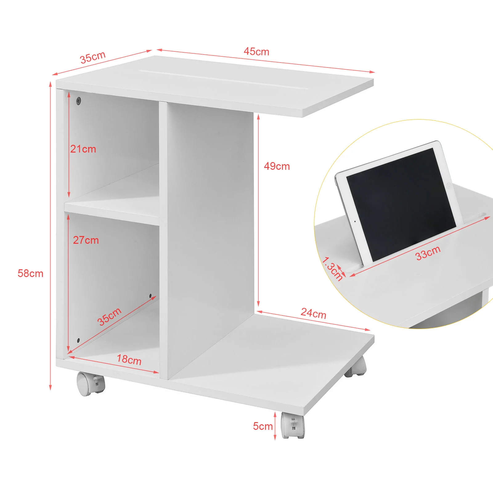SoBuy Beistelltisch moderner Side Tisch mit Ablagefach in Weiß, FBT48-W - Image 3