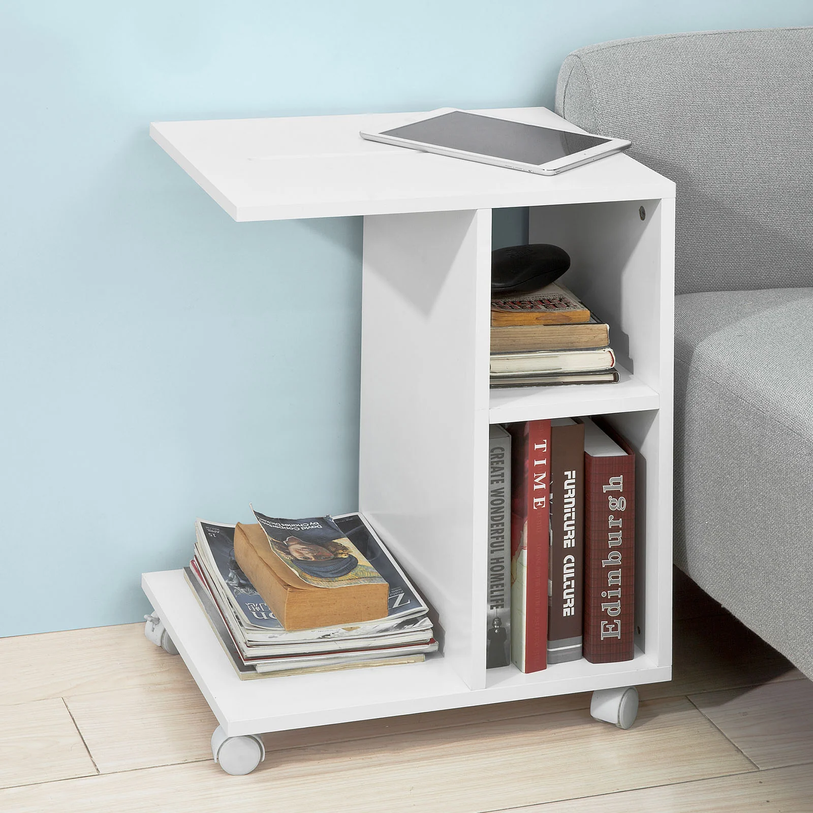 SoBuy Beistelltisch moderner Side Tisch mit Ablagefach in Weiß, FBT48-W - Image 9