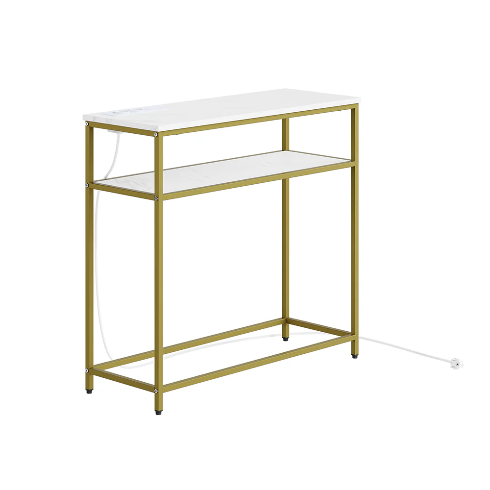 SoBuy Konsolentisch Flur mit Ladestation Gold 80×30×75cm Modern FSB106-E-G