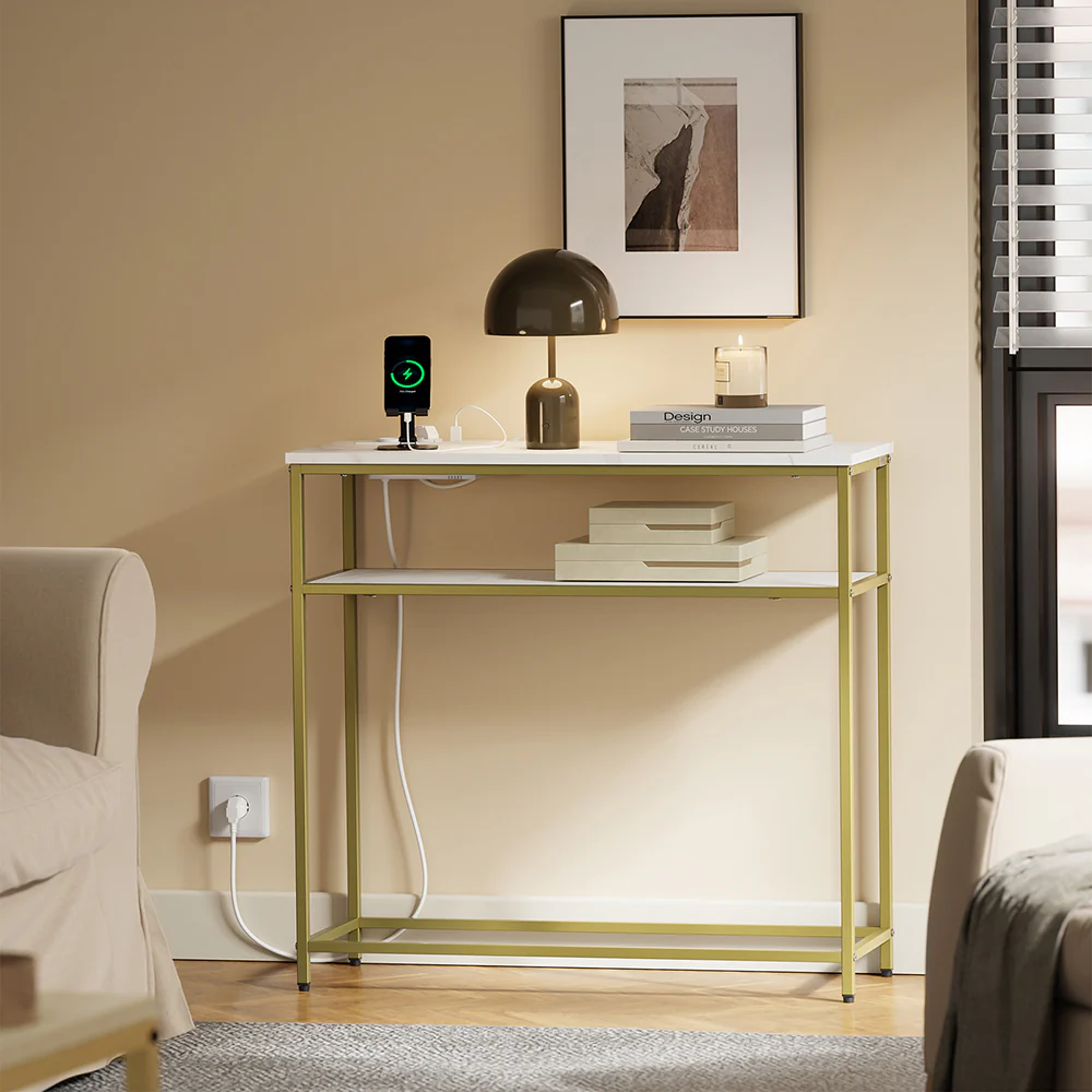SoBuy Konsolentisch Flur mit Ladestation Gold 80×30×75cm Modern FSB106-E-G - Image 10
