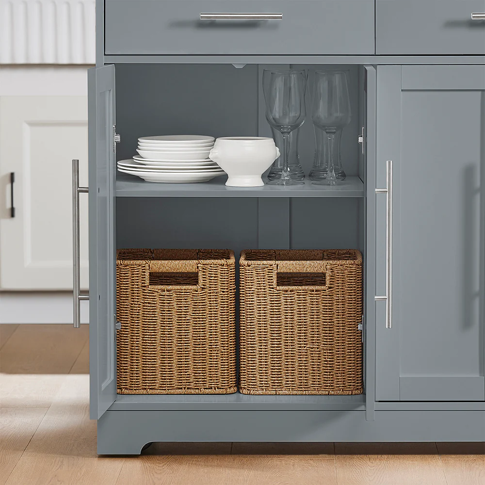 SoBuy Kücheninsel klappbar mit Stauraum Grau 107x69x91cm Modern FKW129-HG - Image 4