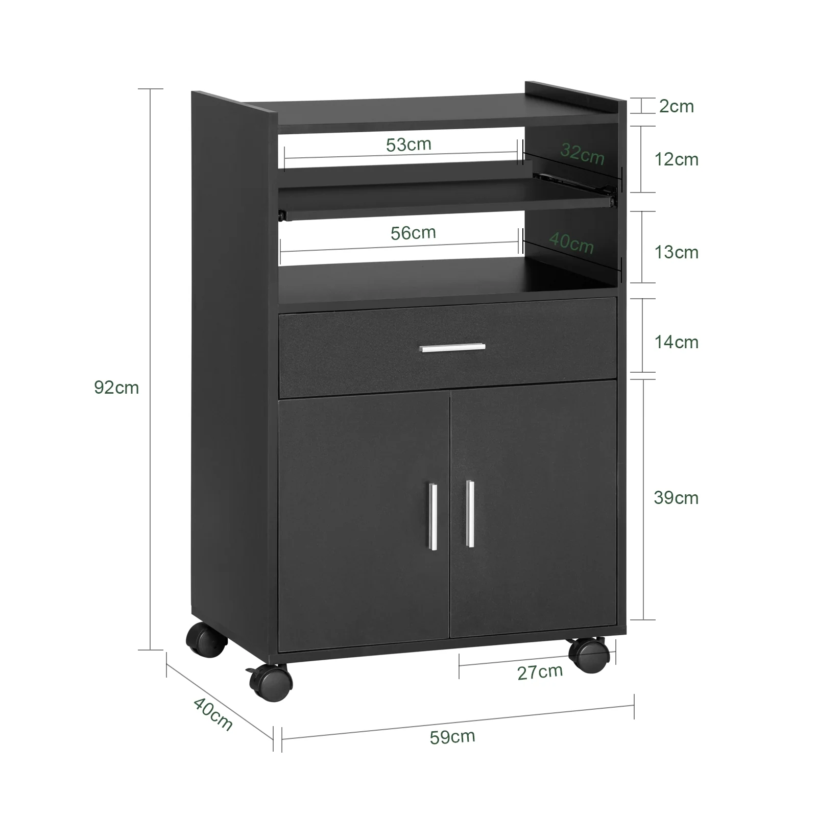 SoBuy Servierwagen Küchenschrank mit Arbeitsplatte und Rollen in Weiß - Image 18