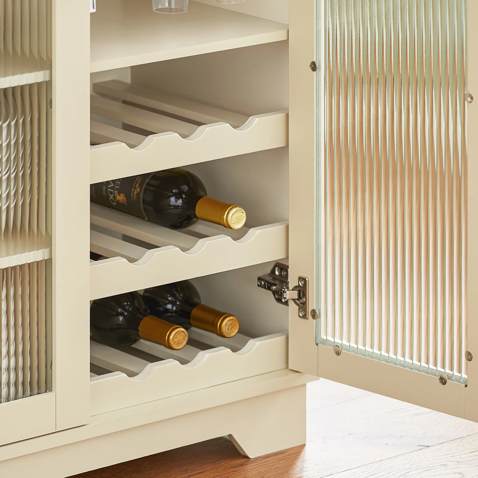 SoBuy Küchenschrank Sideboard mit Glastüren und Schubladen, 120 cm Arbeitsplatte in Grün - Image 23
