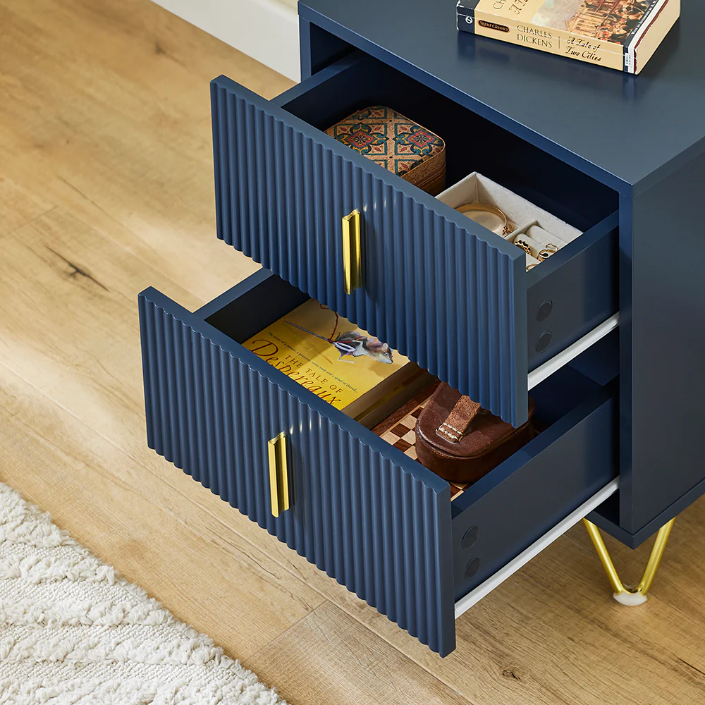 SoBuy Nachttisch mit 3 Schubladen in Weiß - Image 5