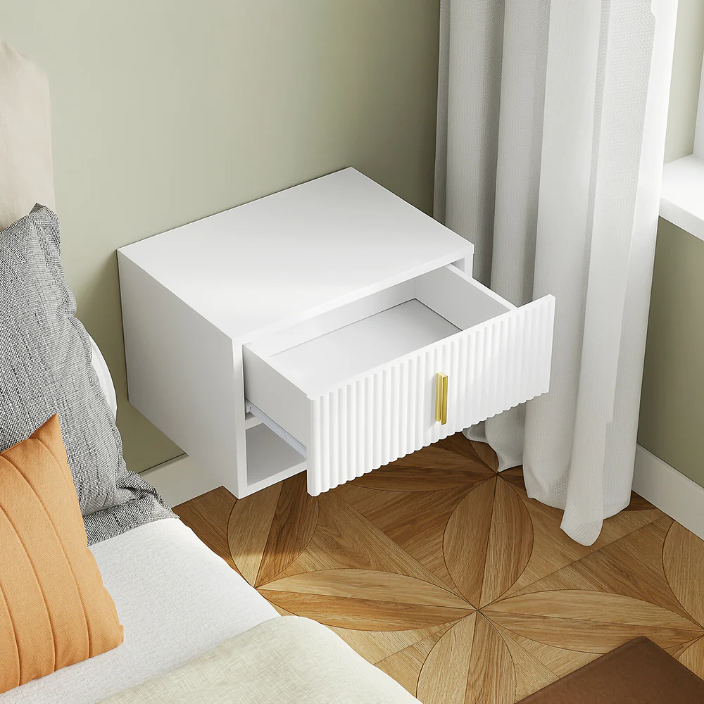 SoBuy Nachttisch Weiß LED 40x30x26cm Modern FBT176-E-W - Image 9