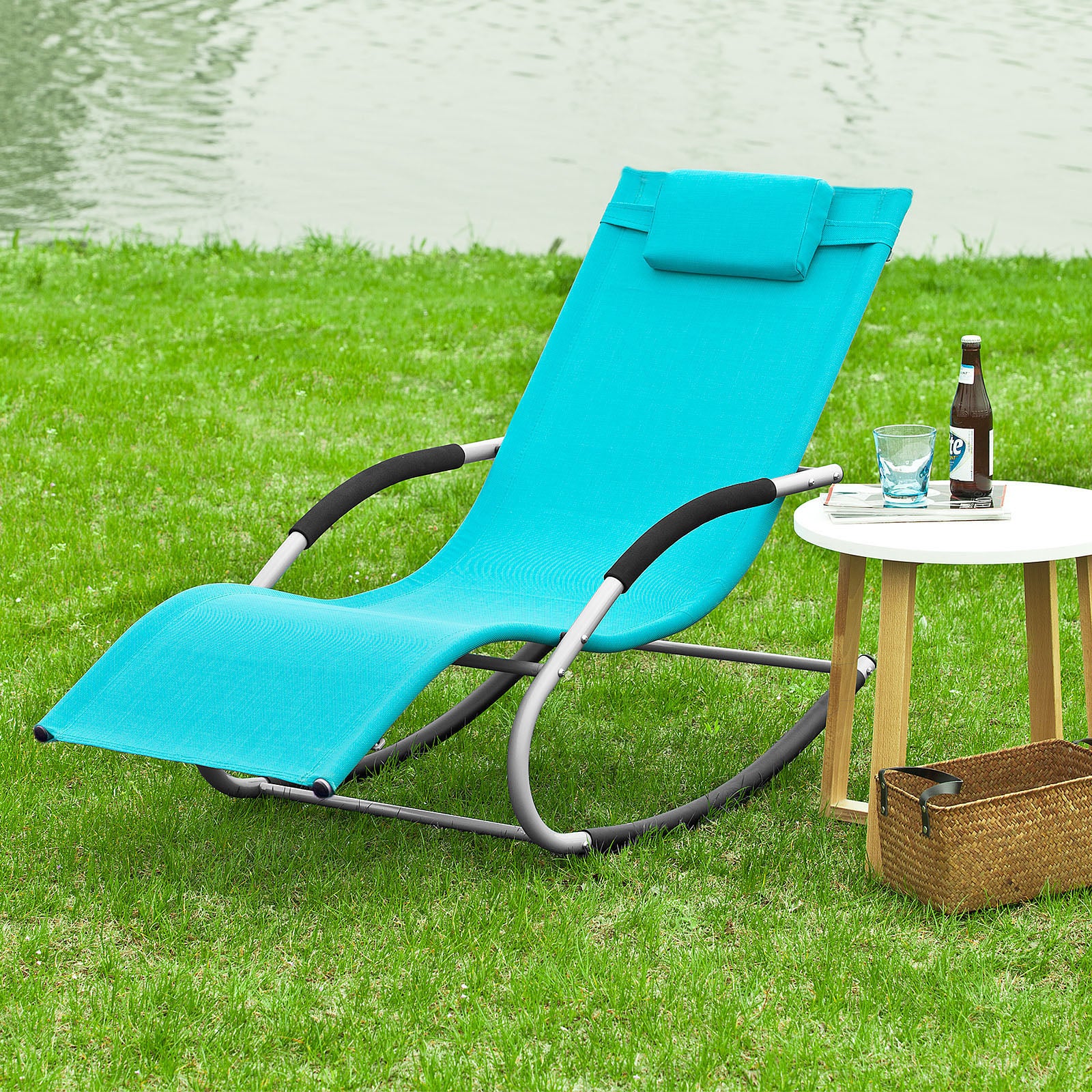 SoBuy Schaukelstuhl-Gartenset für 2 Personen Hellgrün OGS28-GRx2 - Image 137