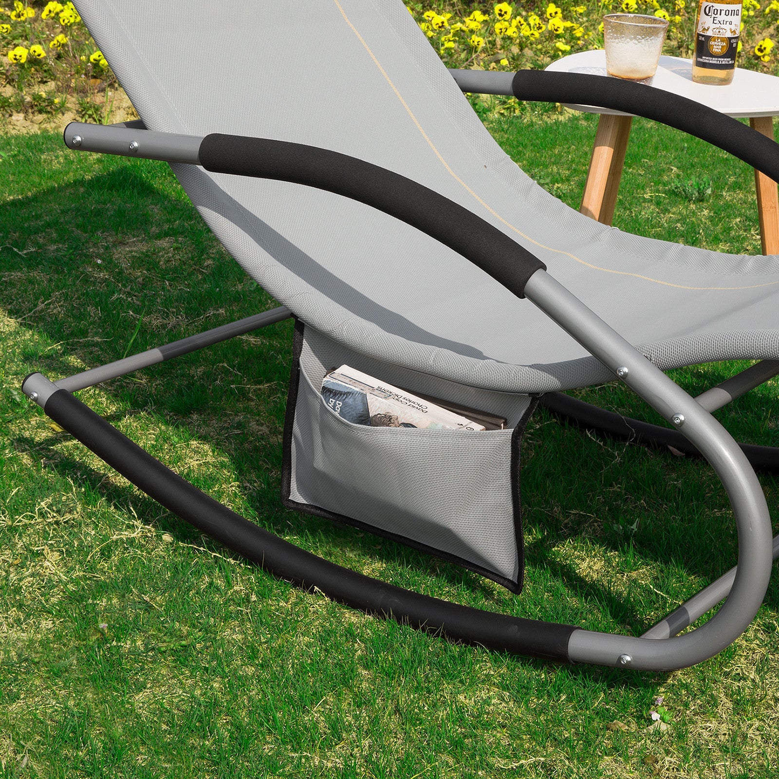 SoBuy Schaukelstuhl-Gartenset für 2 Personen Hellgrün OGS28-GRx2 - Image 88