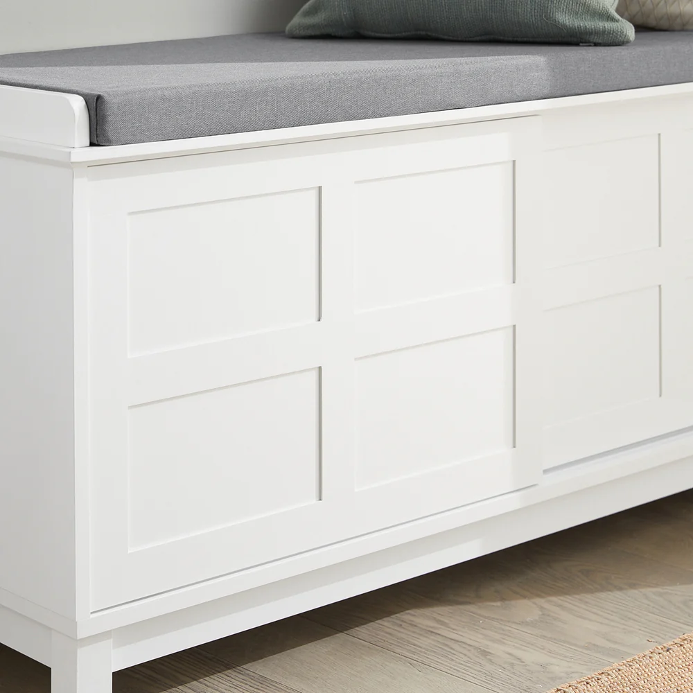 SoBuy Schuhbank mit Sitzfunktion Weiß 114x40x53 cm Nordic FSR86-W - Image 4