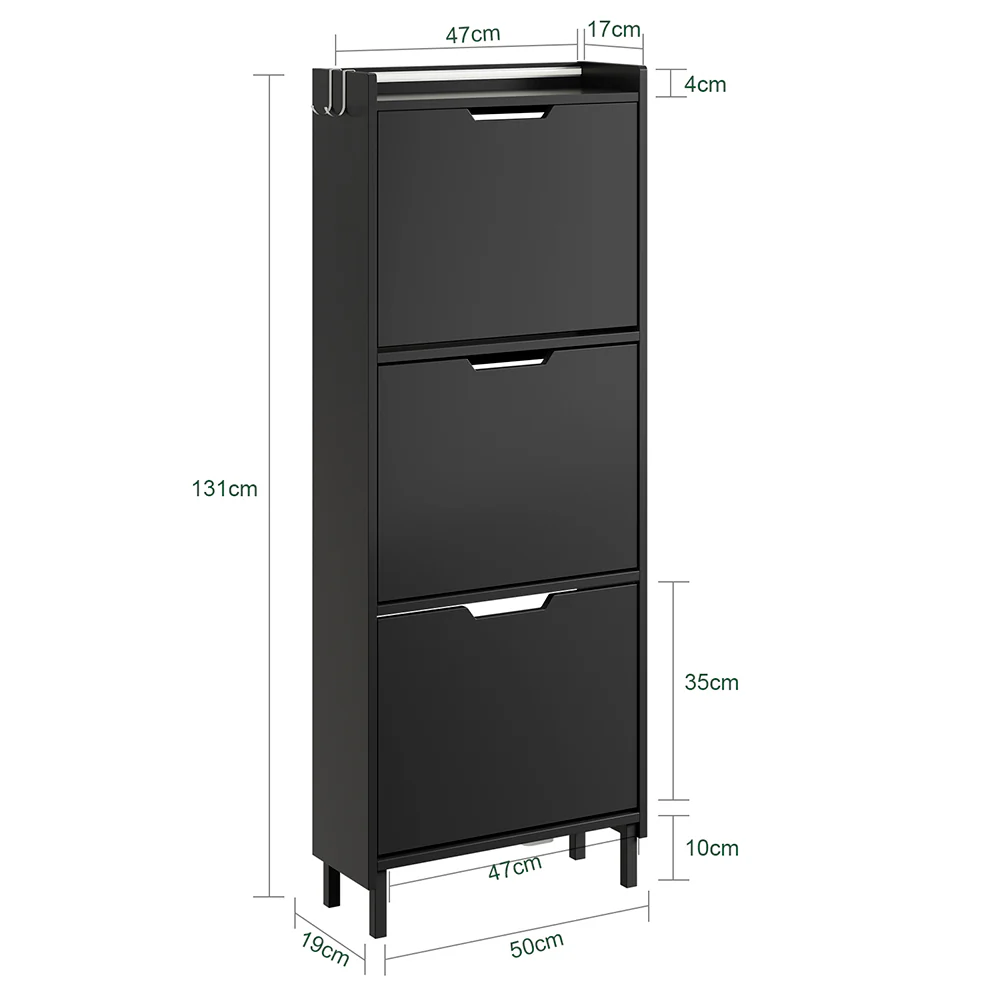 SoBuy Schuhschrank Aufbewahrung Dunkelgrau 50x19x131cm Modern FSR151-H-E-SCH