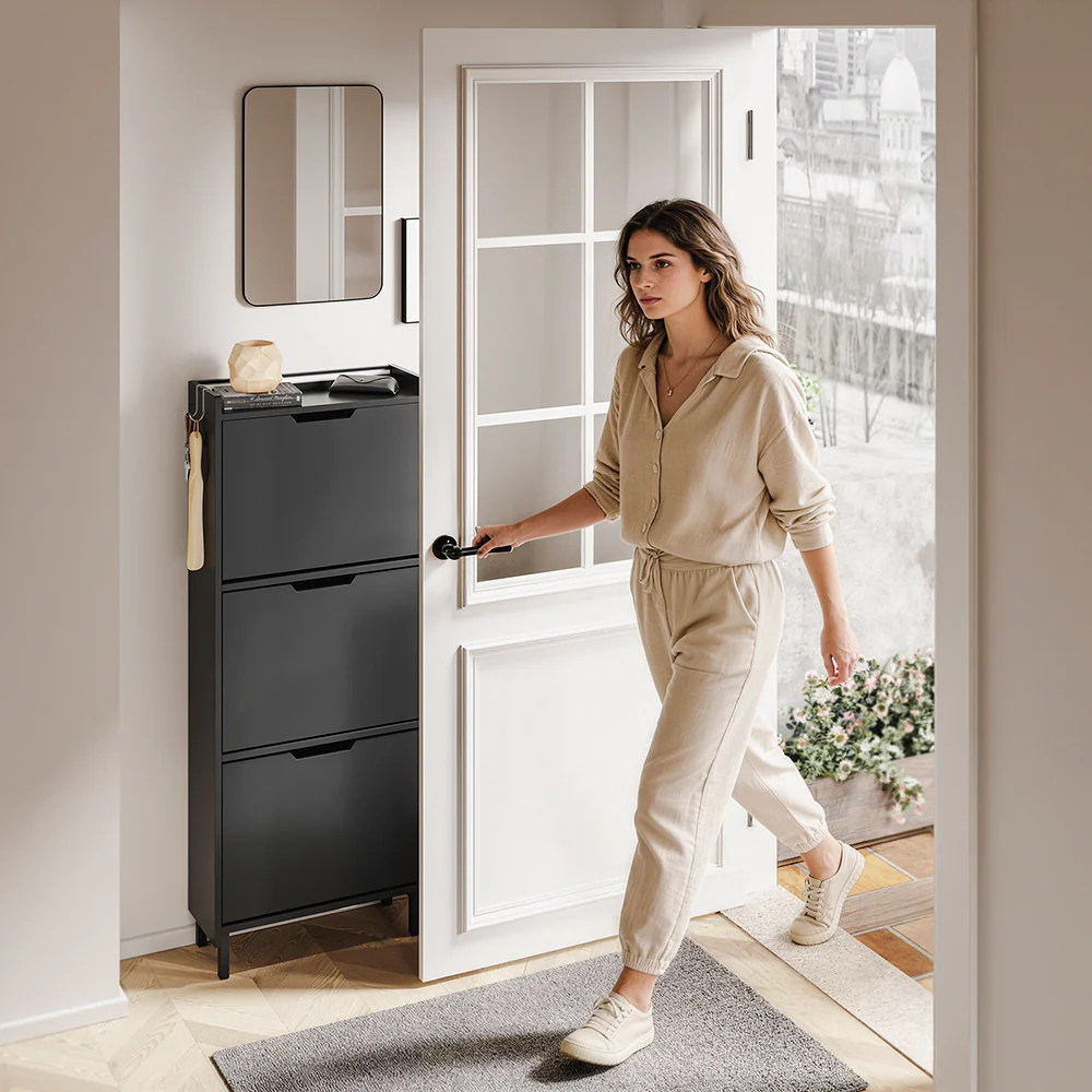 SoBuy Schuhschrank Aufbewahrung Dunkelgrau 50x19x131cm Modern FSR151-H-E-SCH - Image 8