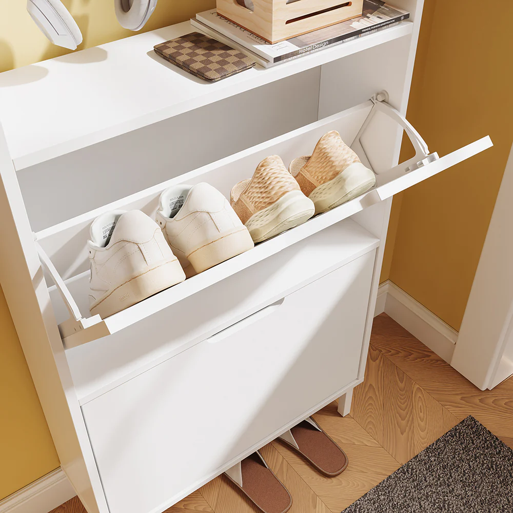 SoBuy Schuhschrank Aufbewahrung Weiß 60x19x119cm Modern FSR221-W - Image 4
