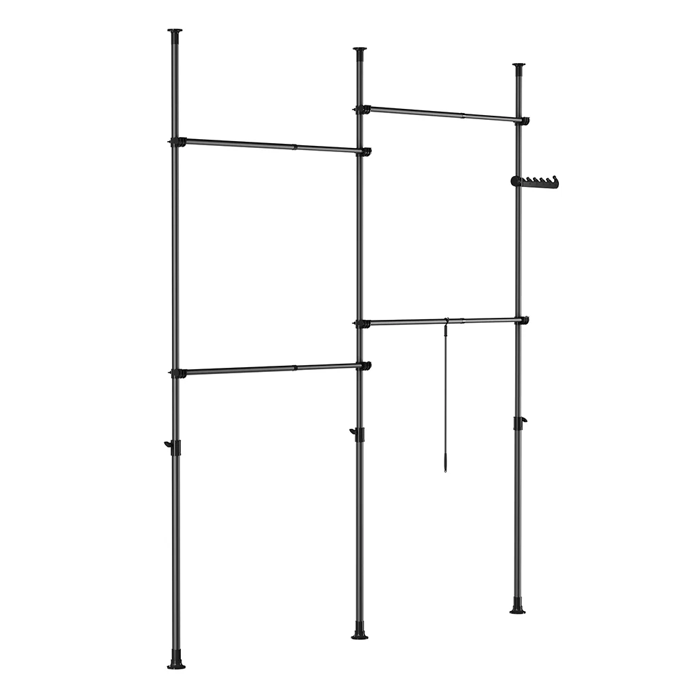 SoBuy Verstellbarer Garderobenständer Aufbewahrung Schwarz 62x75x200cm Industriell KLS03-II-SCH