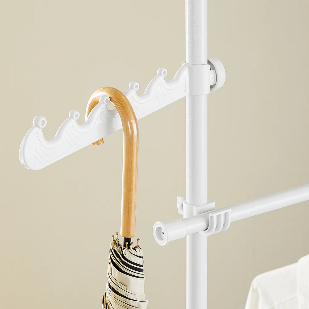 SoBuy Verstellbarer Garderobenständer Aufbewahrung Weiß 124x62x200cm Minimalist KLS03-II-W - Image 12