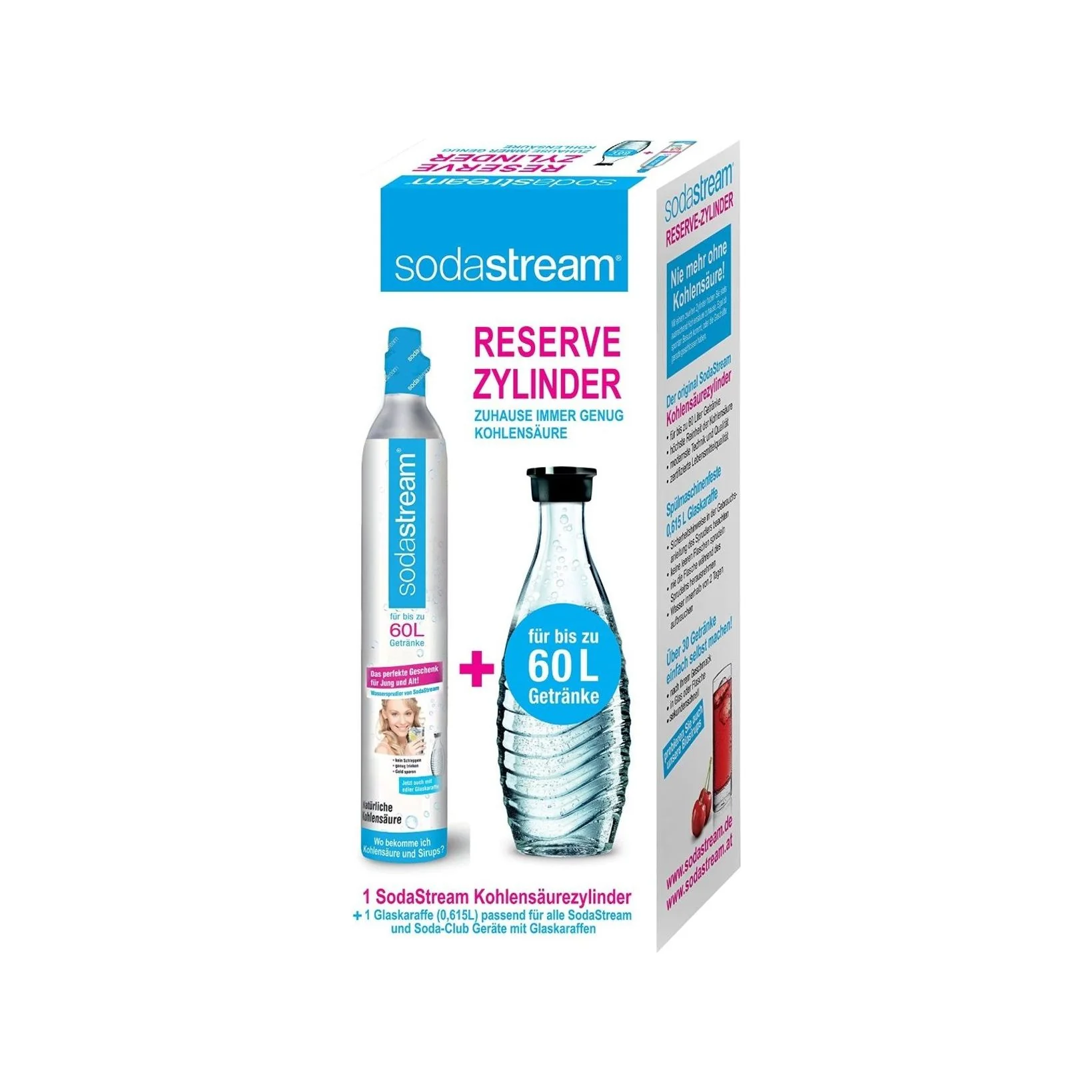 SodaStream Reservezylinder 60 L + 1 Glaskaraffe
