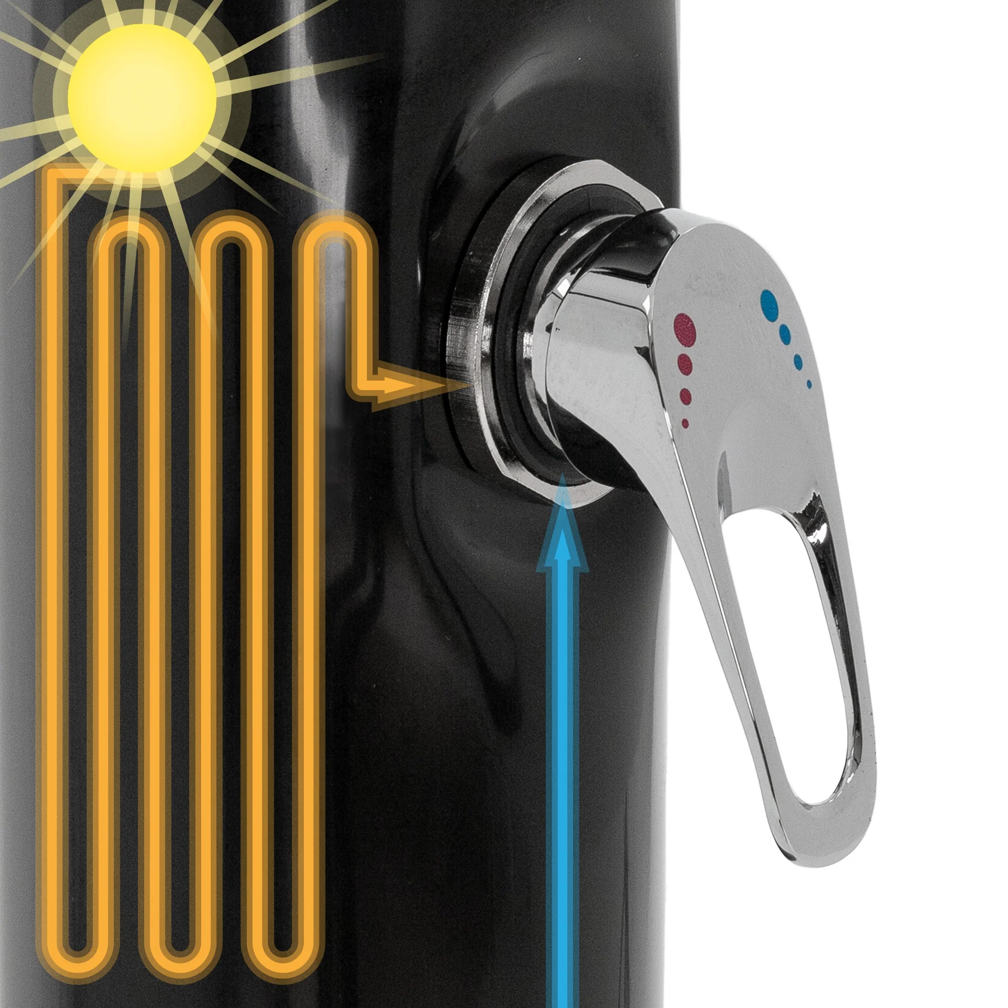 Solardusche 20 L 210 cm rund mit Fußdusche und Regenduschkopf, Schwarz - Image 4