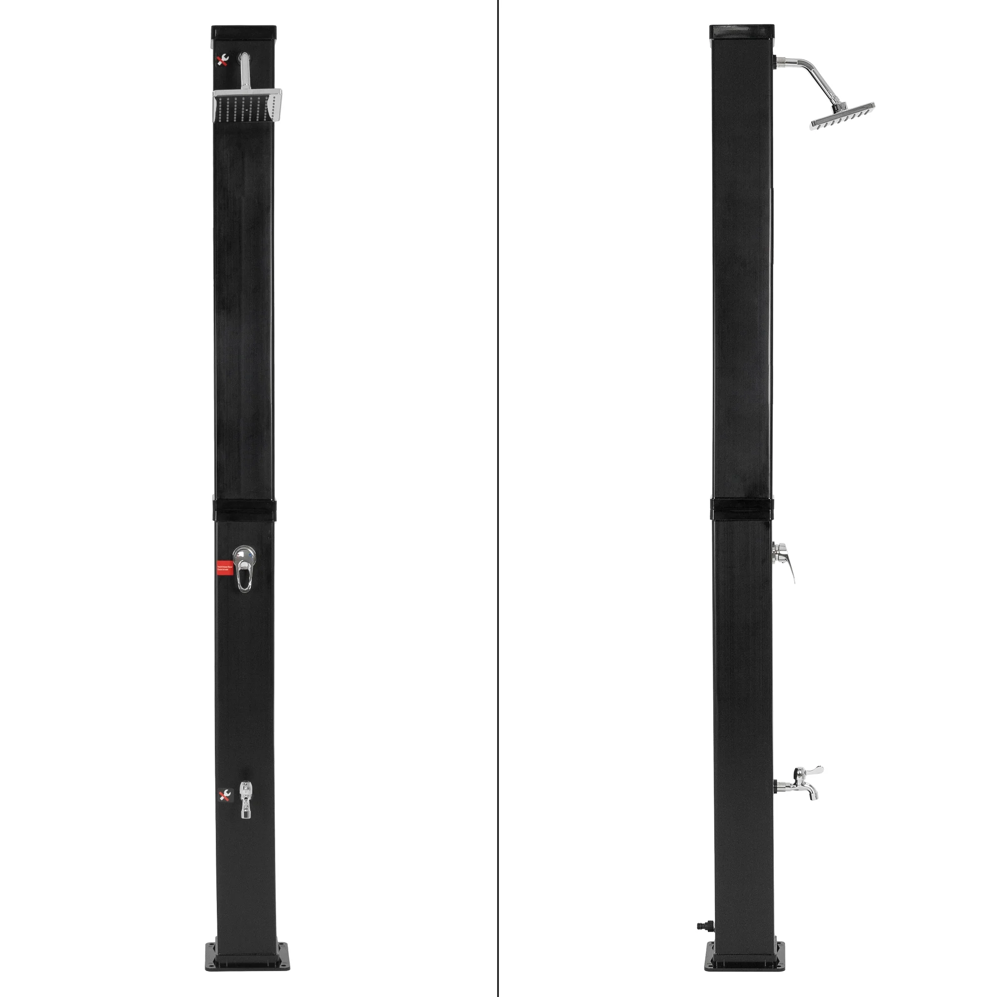 Solardusche 40L 217cm eckig Schwarz mit Bodenplatte Dunkelgrau - Image 2