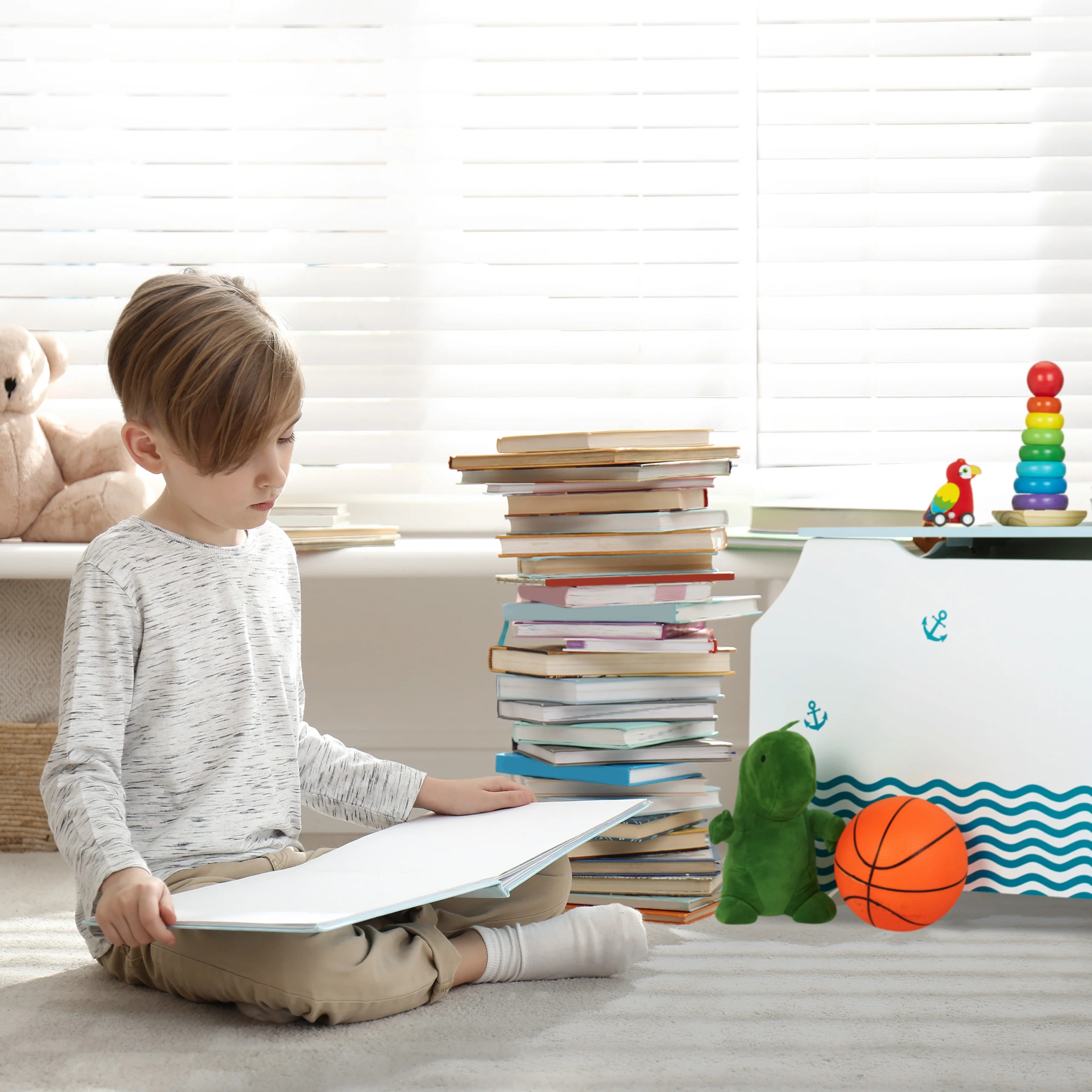 Spielzeugtruhe mit Bücherfächern - Image 3