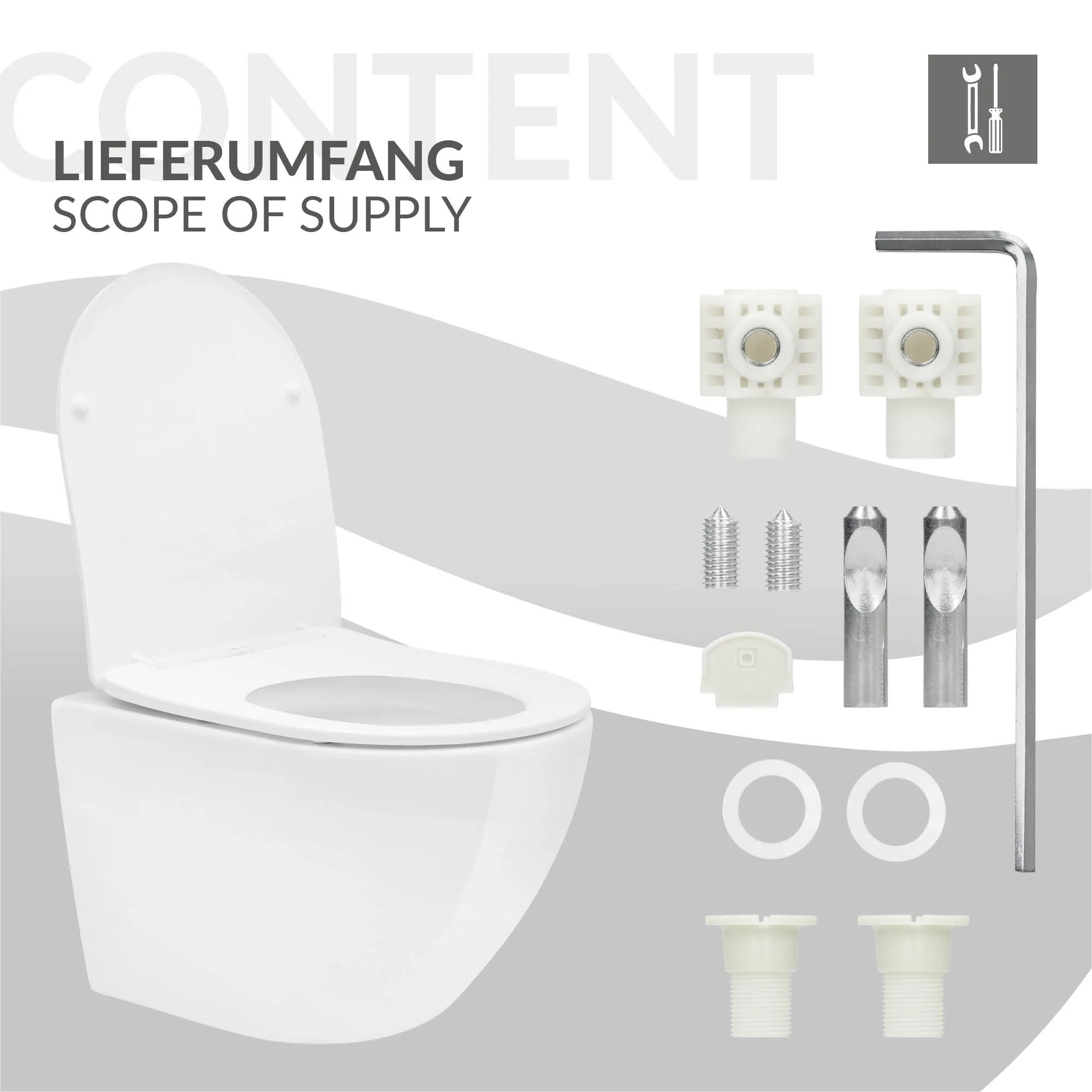 Spülrandloses Hänge WC mit kurze Ausladung 49 cm, Weiß - Image 8