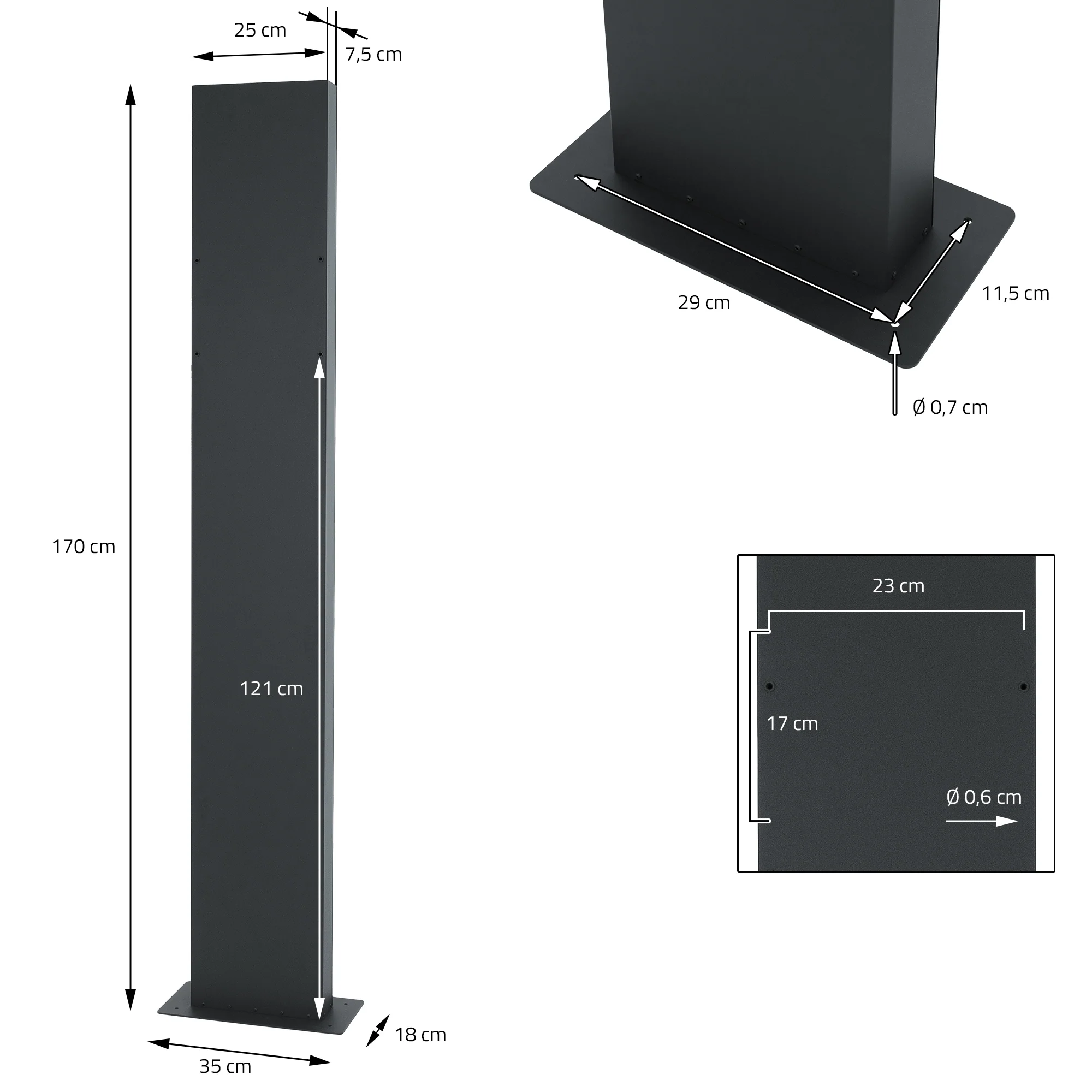 Standbriefkasten mit Zeitungsfach 37x11x37 cm Hellgrau aus Edelstahl ML-Design - Image 5