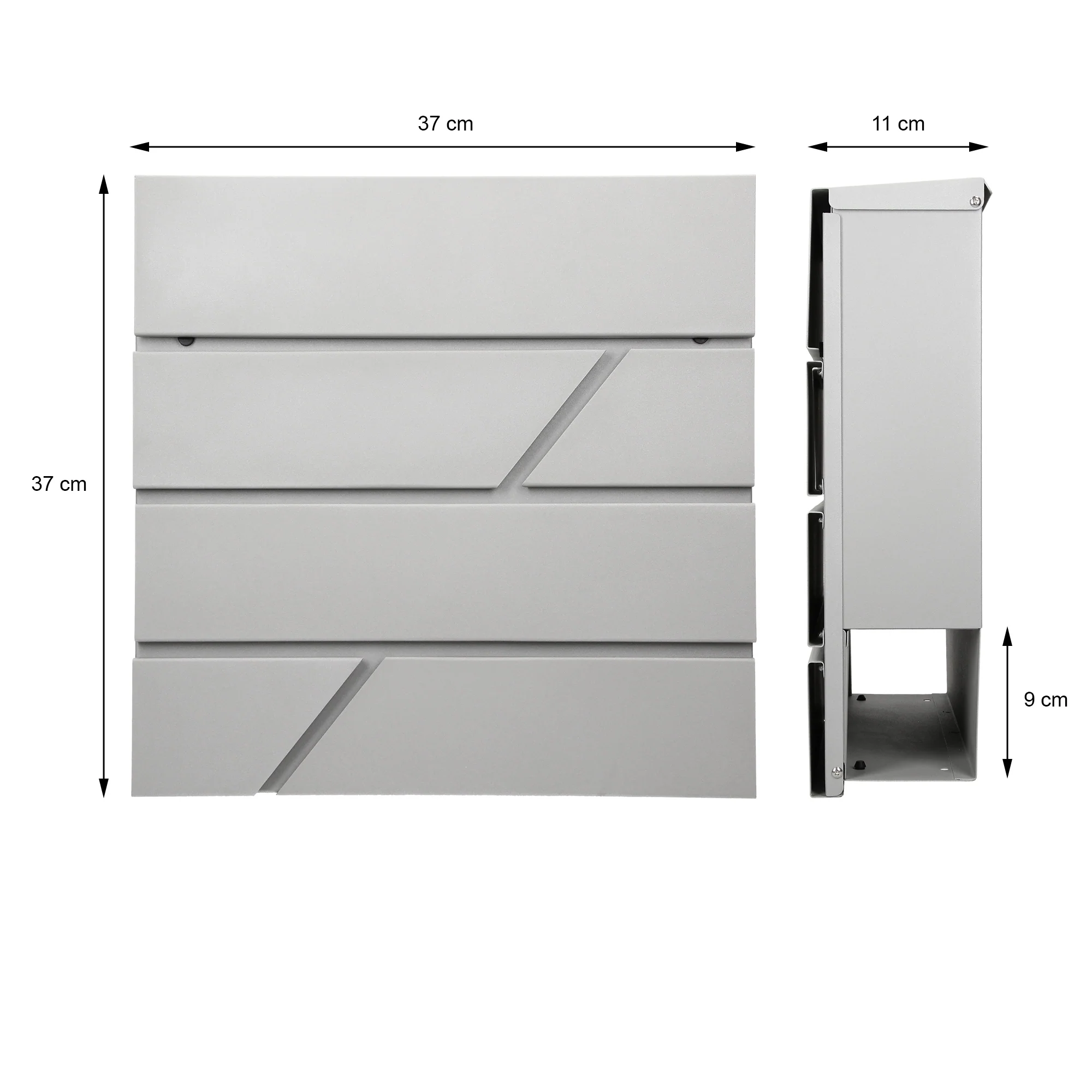 Standbriefkasten mit Zeitungsfach 37x11x37 cm Hellgrau aus Edelstahl ML-Design - Image 6