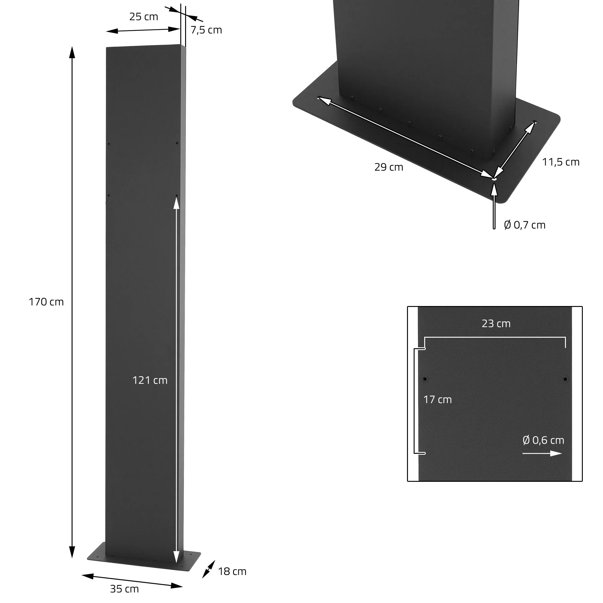 Standbriefkasten mit Zeitungsfach 37x37x11 cm Anthrazit/Silber aus Edelstahl - Image 6