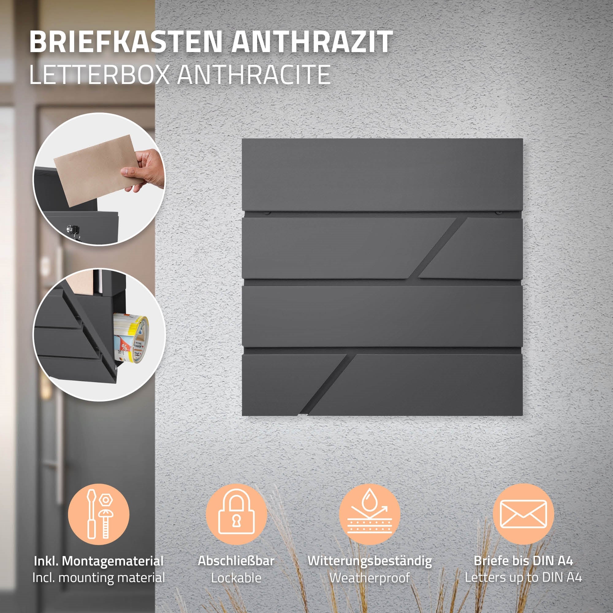 Standbriefkasten mit Zeitungsfach, Briefkasten mit Pfosten, Standfuß freistehend - Image 4