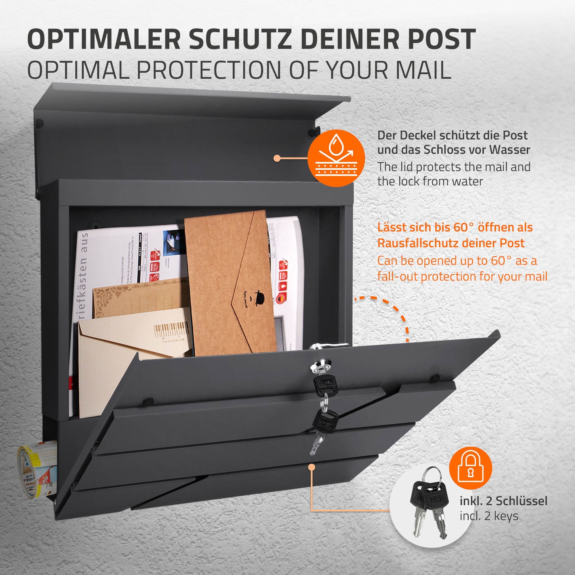 Standbriefkasten mit Zeitungsfach, Briefkasten mit Pfosten, Standfuß freistehend - Image 6