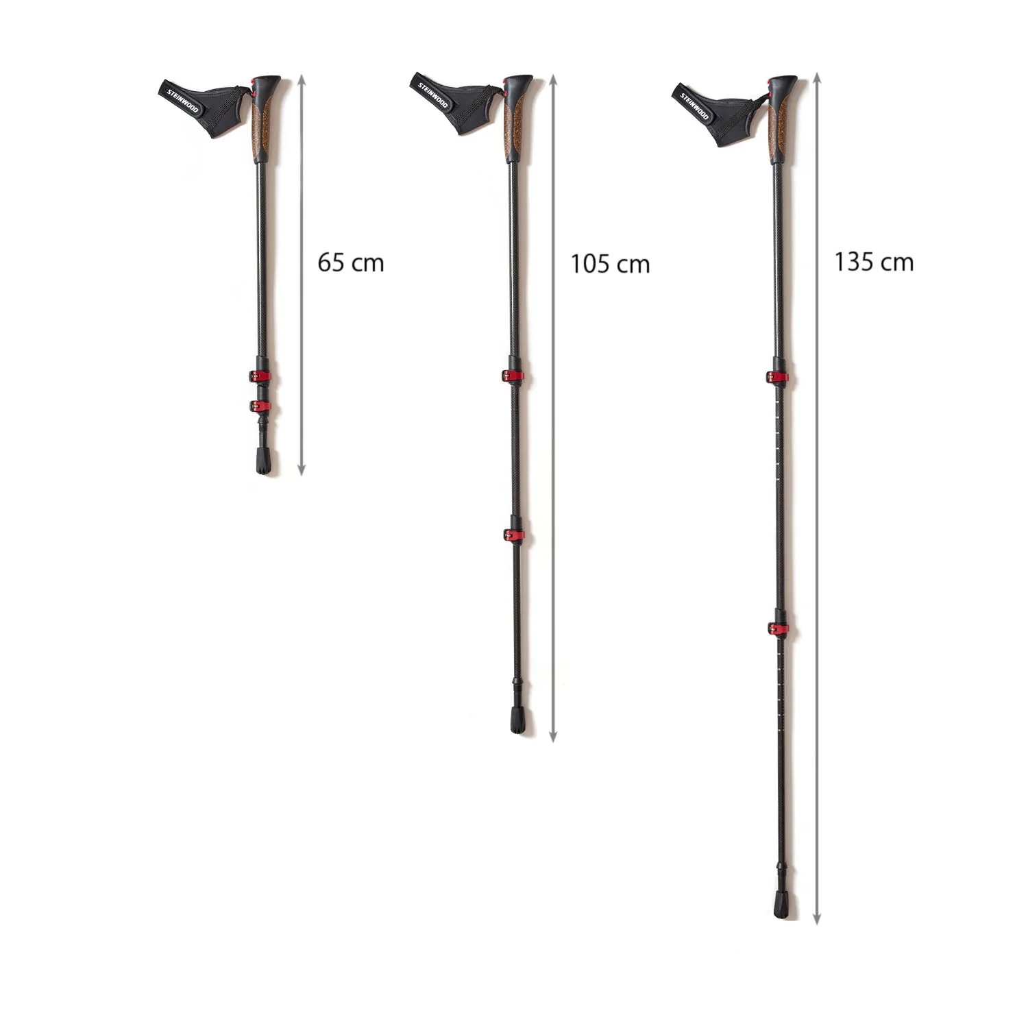 Steinwood Carbon Nordic Walking Stöcke verstellbar, Teleskop mit Gummipuffer & Beutel - Image 7