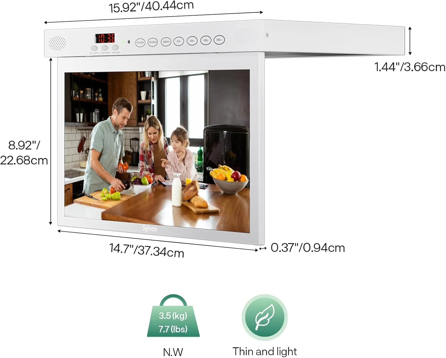 SYLVOX 40 cm / 15.6” Unterbau Küchen-TV Holz - Image 8