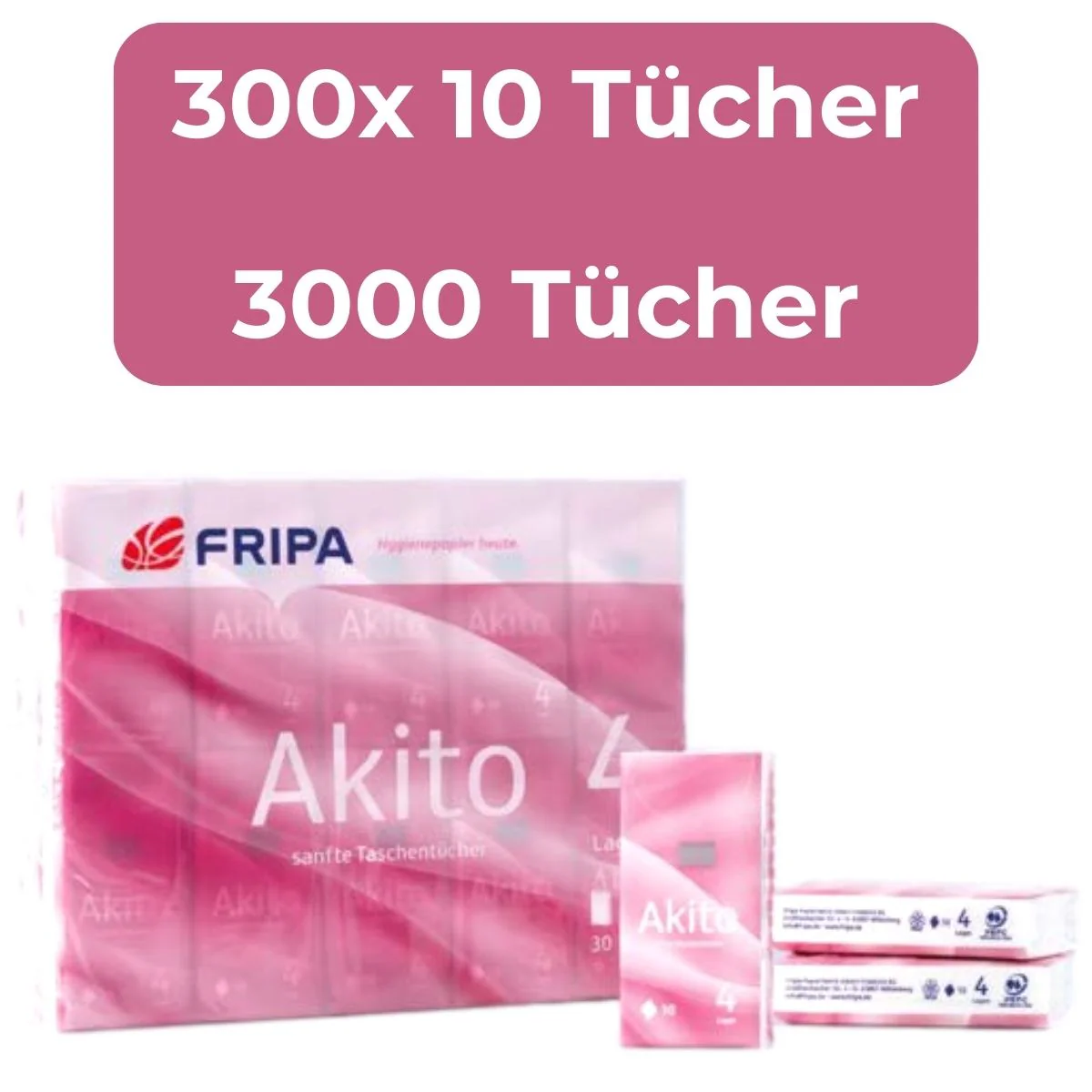 Taschentücher Akito 300x 10 Tücher 4-lagig - Image 2