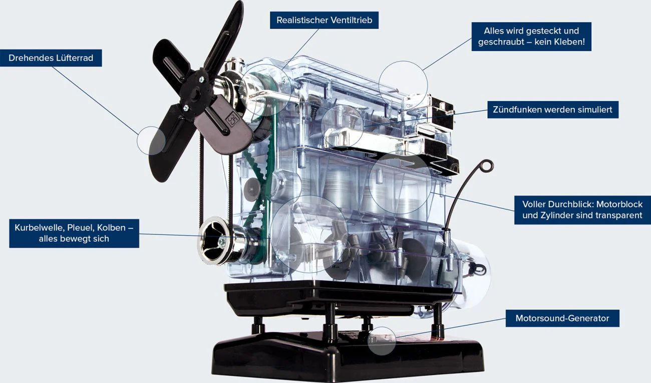 Technikbausatz 4-Zylinder-Motor – Funktionsfähiges Modell - Image 8