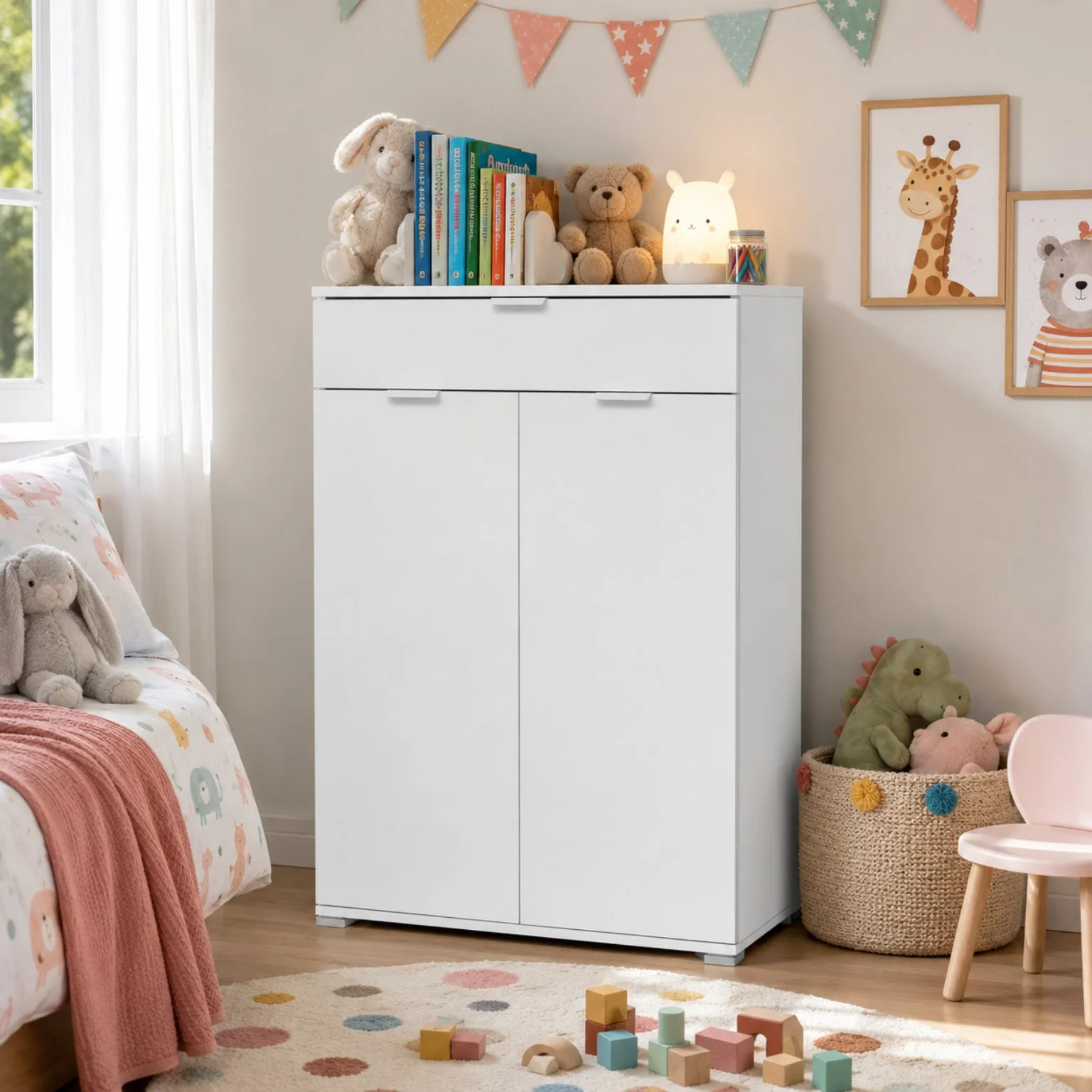 The White Stone Badezimmerschrank 2 Türen mit Schublade weiß - Image 6