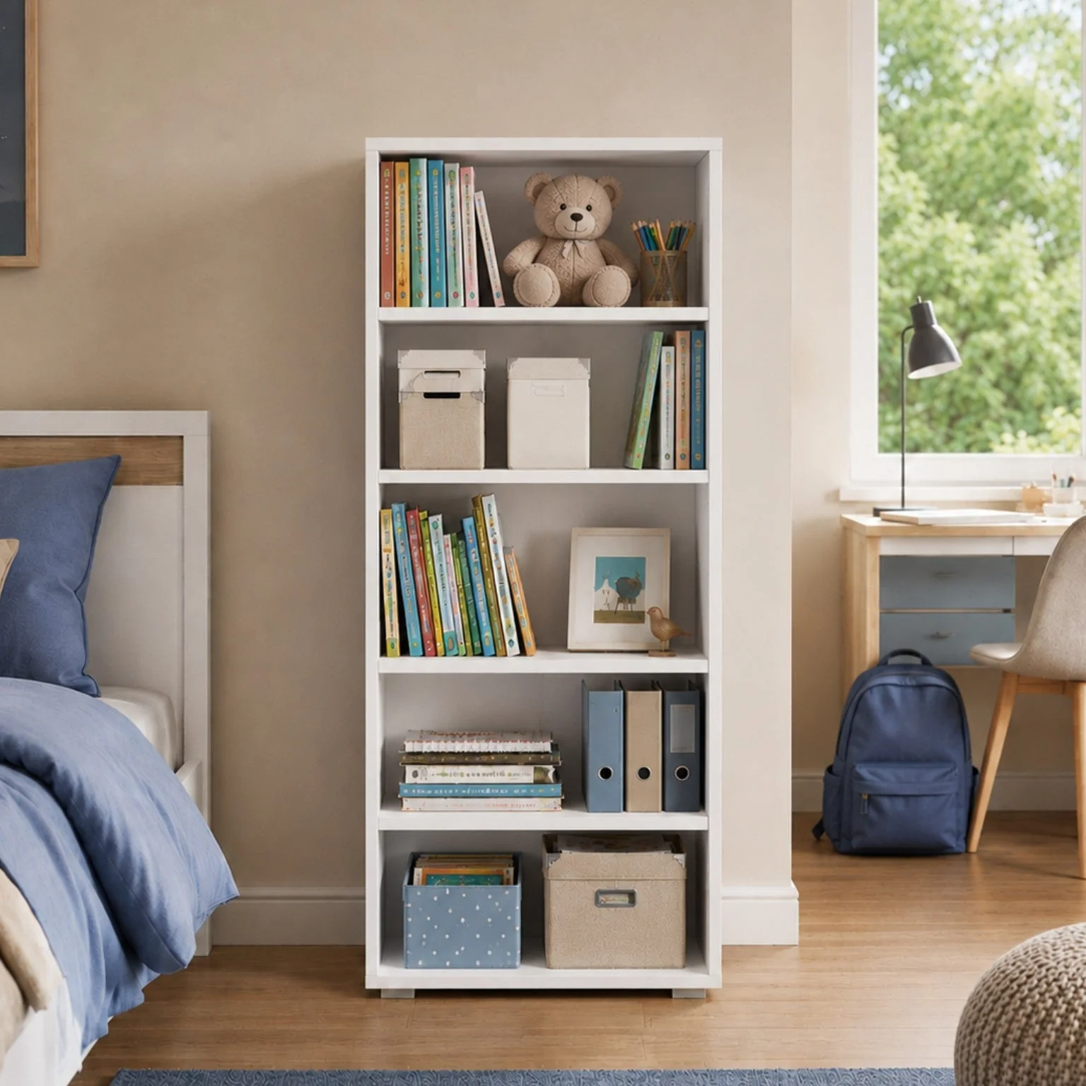 The White Stone Platzsparendes Weißes Bücherregal 3 Verstellbare Regale | Modernes Bücherregal - Image 7