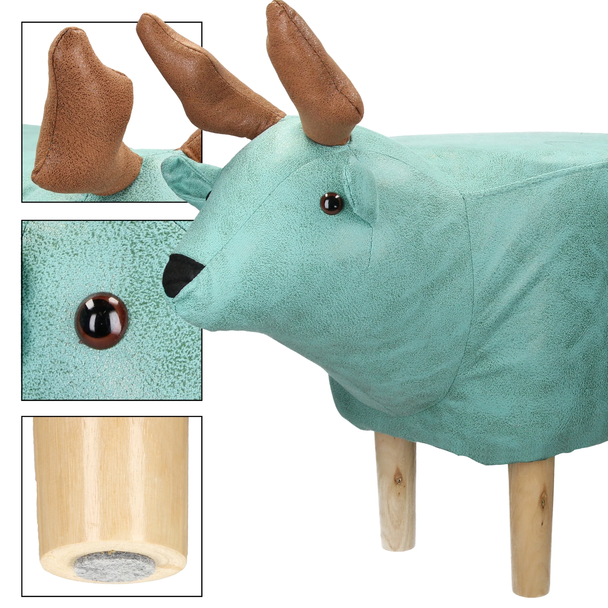 Tierhocker Elch 69x31x48 cm türkis aus Kunstleder WOMO-Design - Image 5