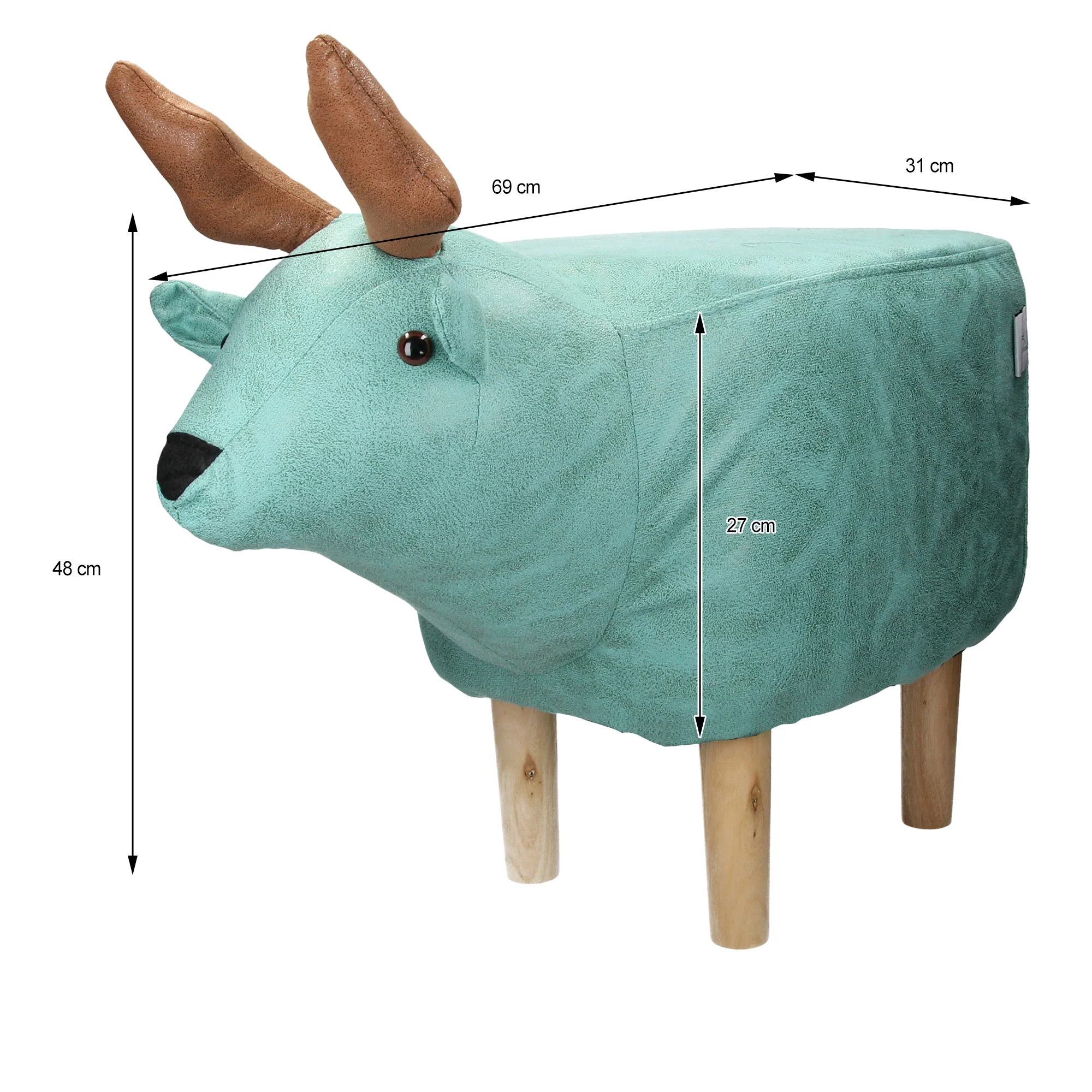 Tierhocker Elch 69x31x48 cm türkis aus Kunstleder WOMO-Design - Image 6
